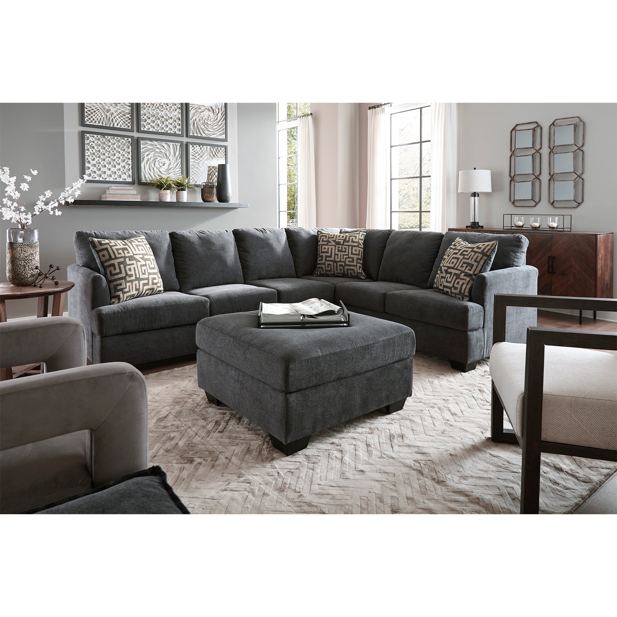 Ambrielle Oversized Accent Ottoman in Gunmetal Color