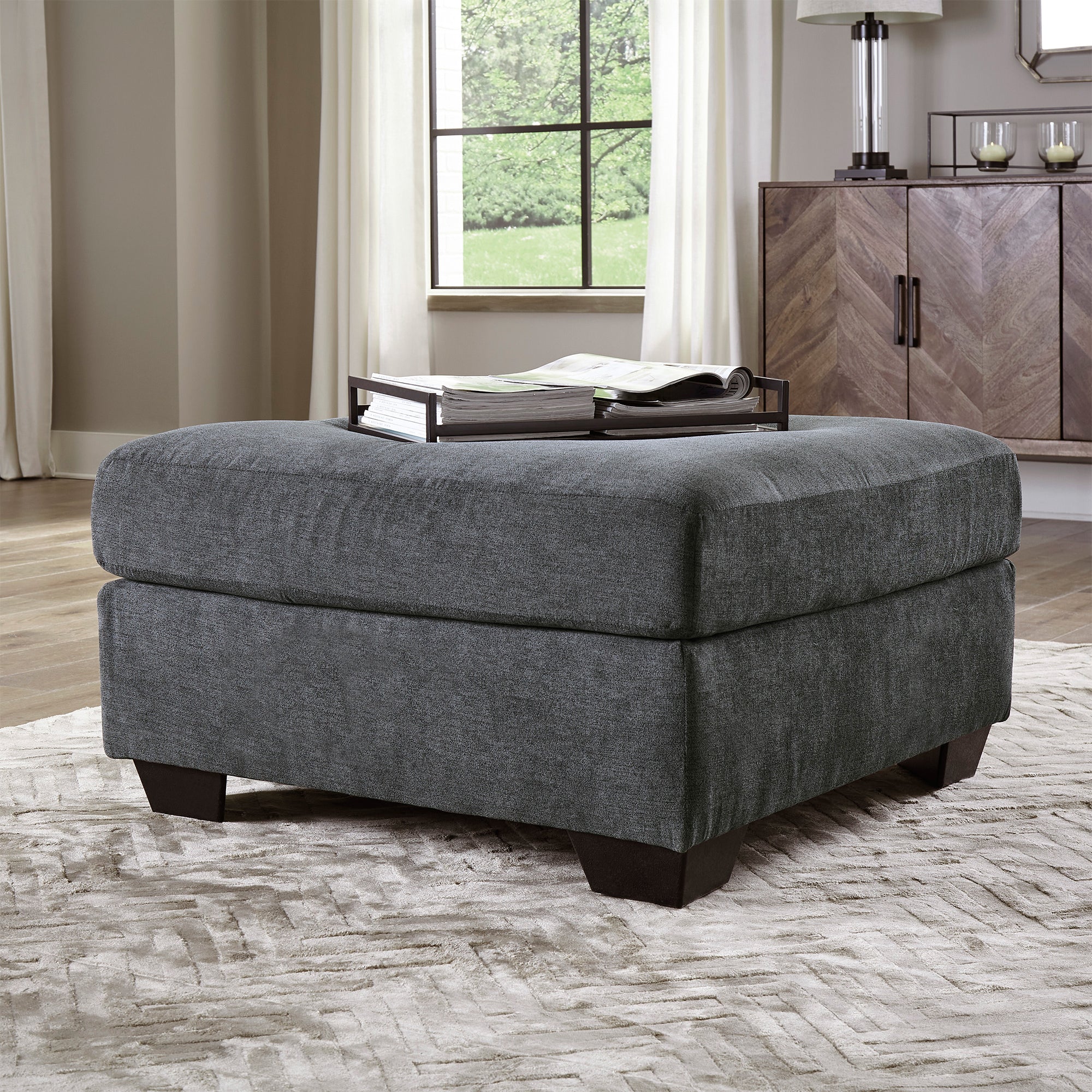 Ambrielle Oversized Accent Ottoman in Gunmetal Color