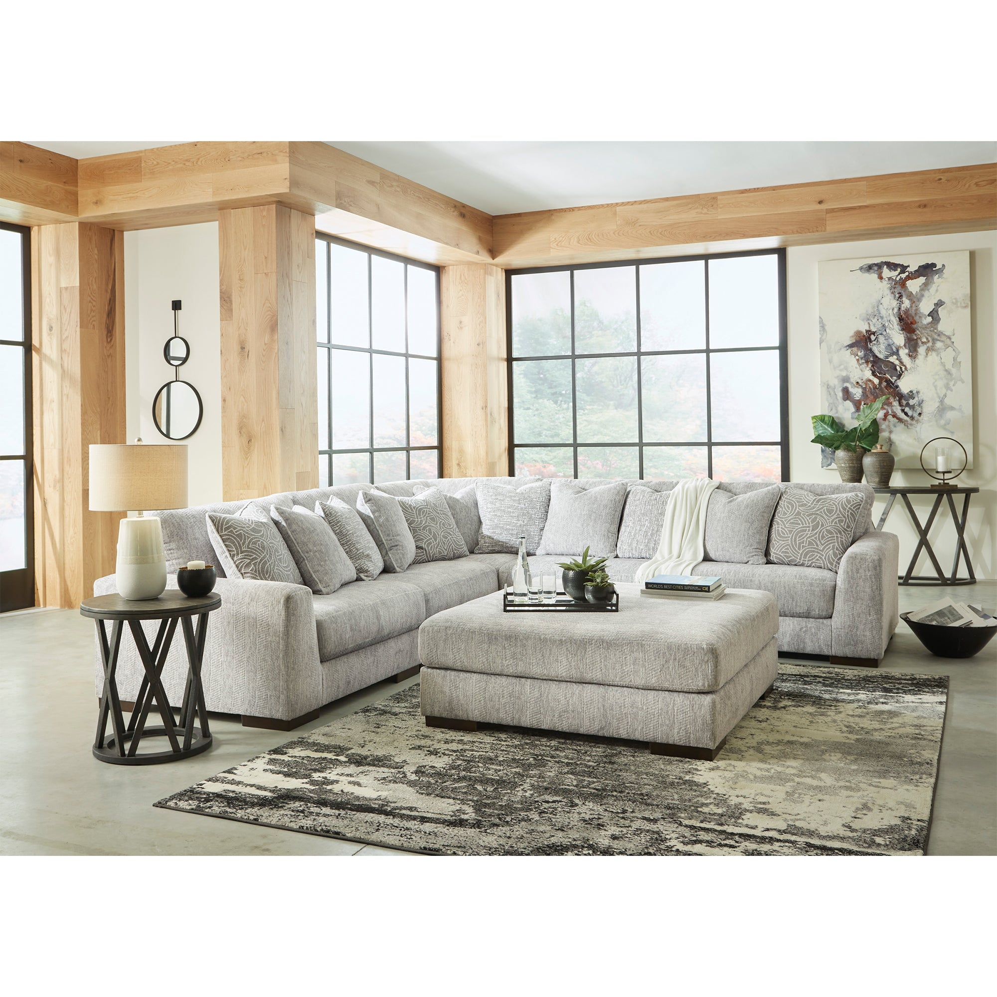 Regent Park 5-Piece Sectional in Pewter Color