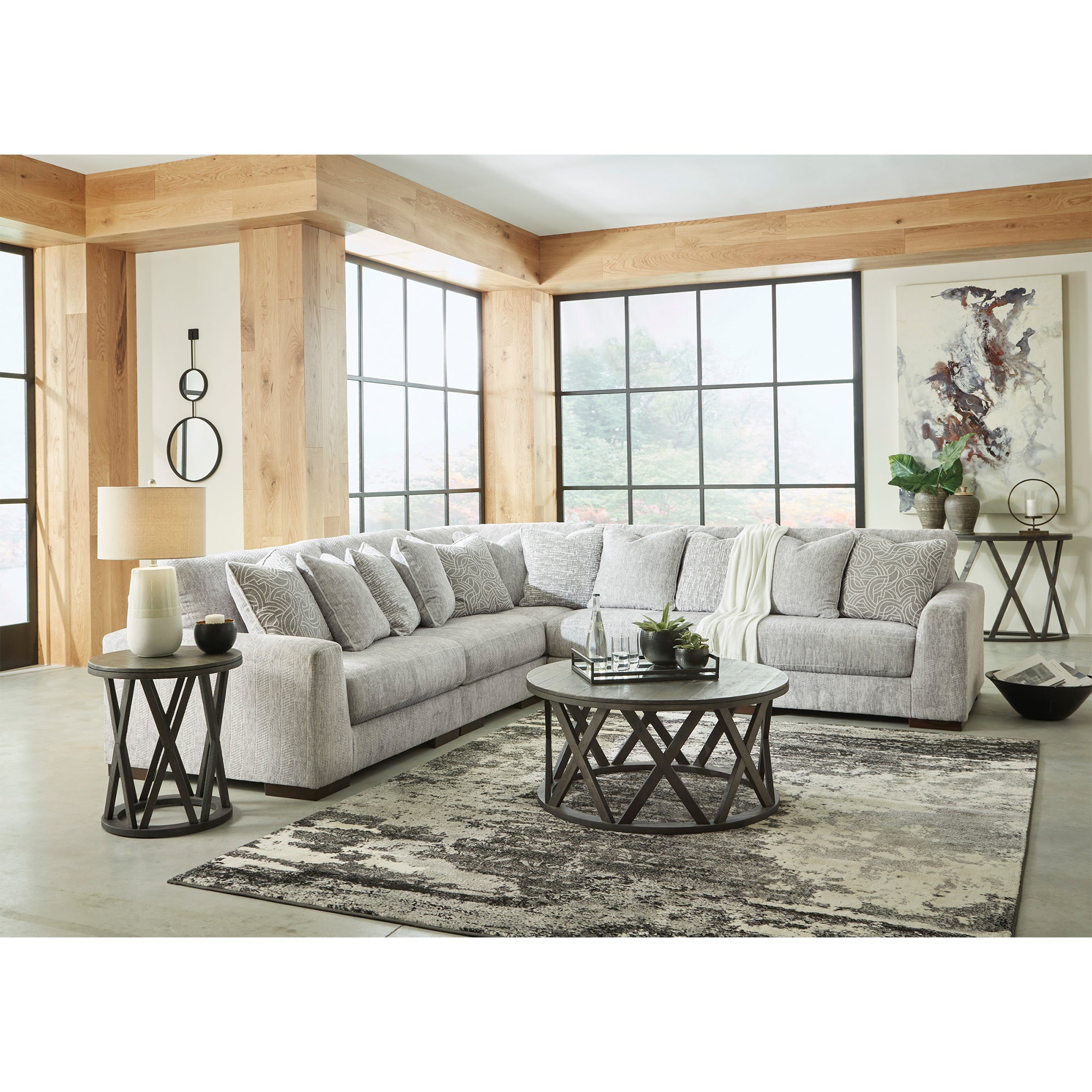 Regent Park 5-Piece Sectional in Pewter Color