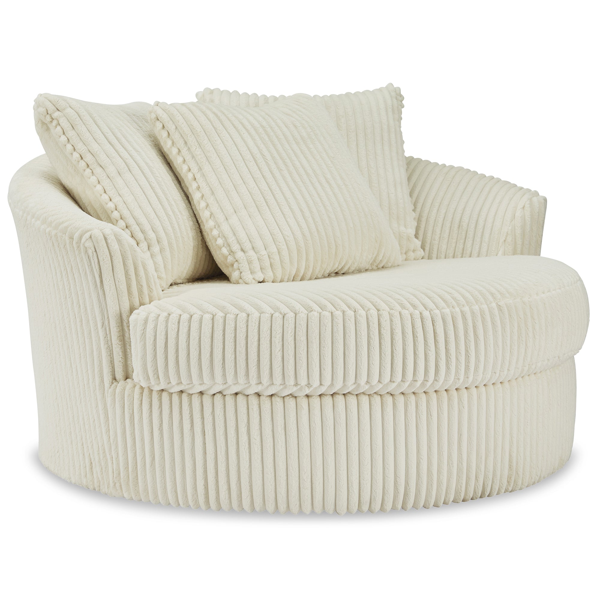 Lindyn Oversized Swivel Accent Chair in Ivory Color