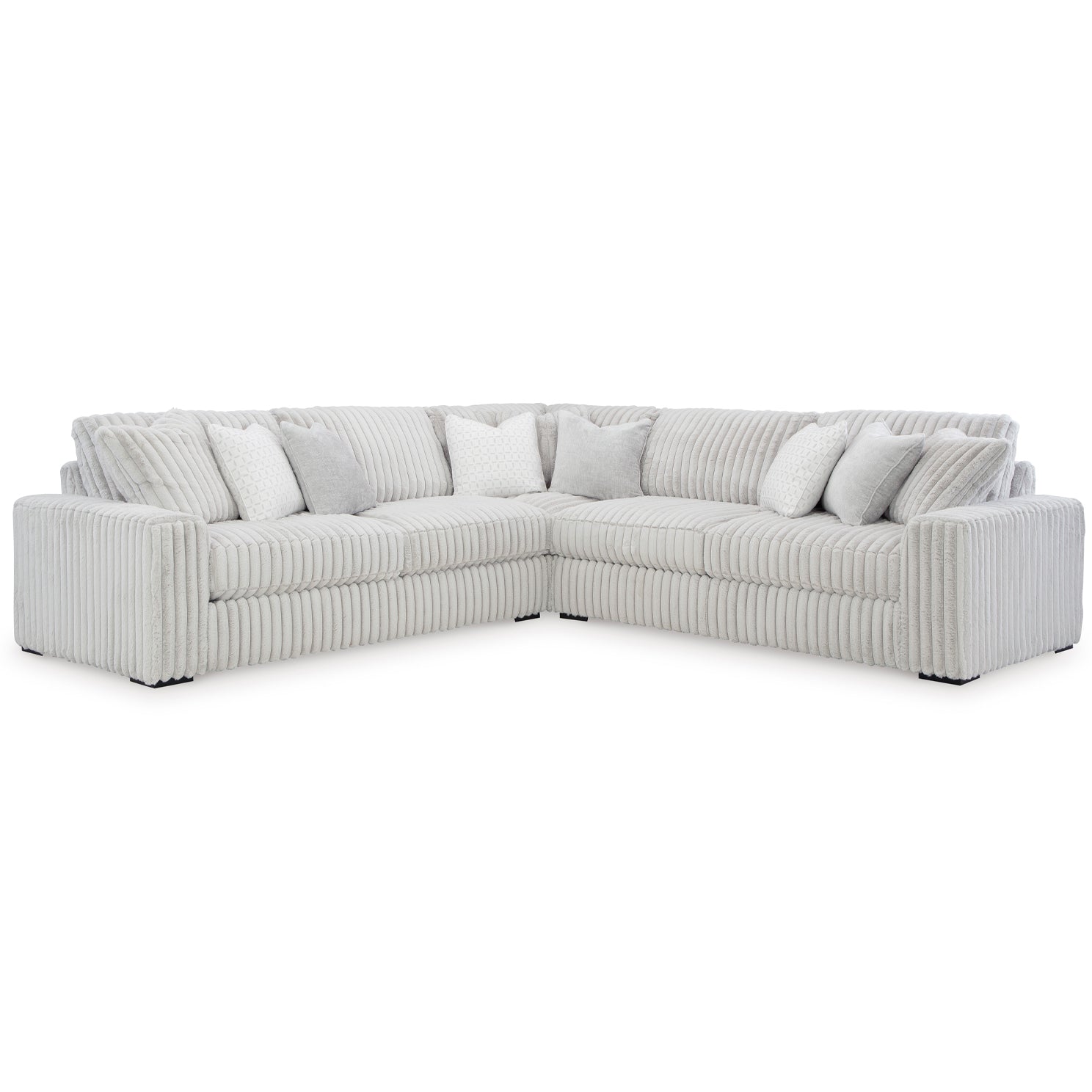 Stupendous 3-Piece Sectional with jumbo cord and feather-blend cushions, offers ultimate comfort and retro style