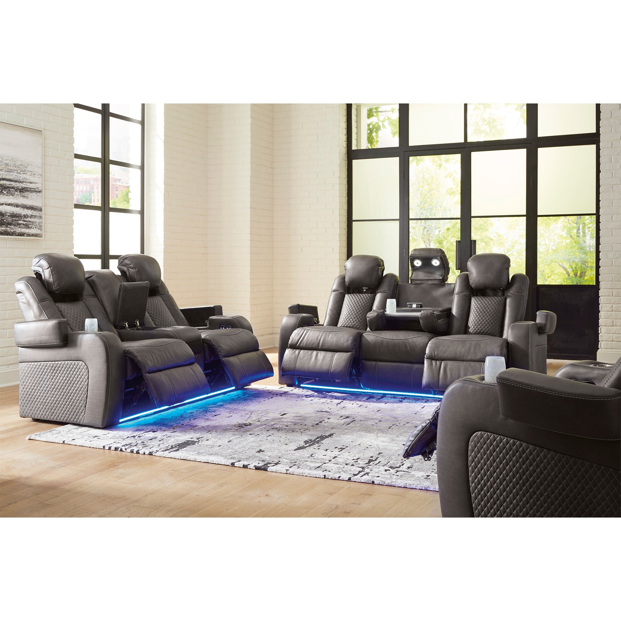 Fyne-Dyme Dual Power Reclining Sofa and Loveseat