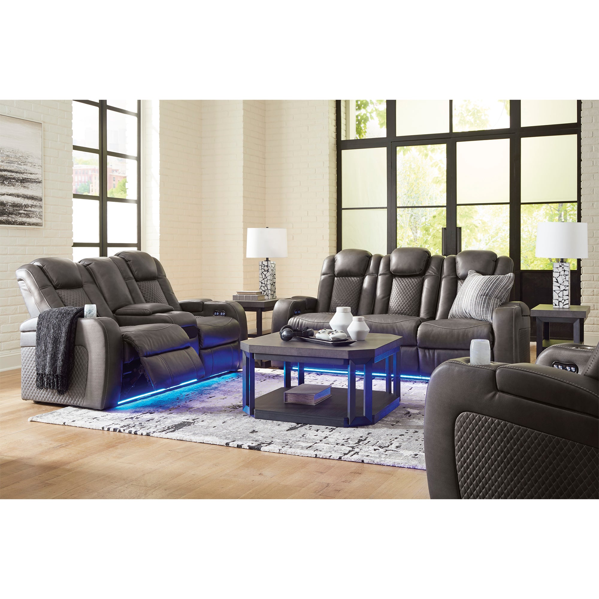 Fyne-Dyme Dual Power Reclining Sofa and Loveseat