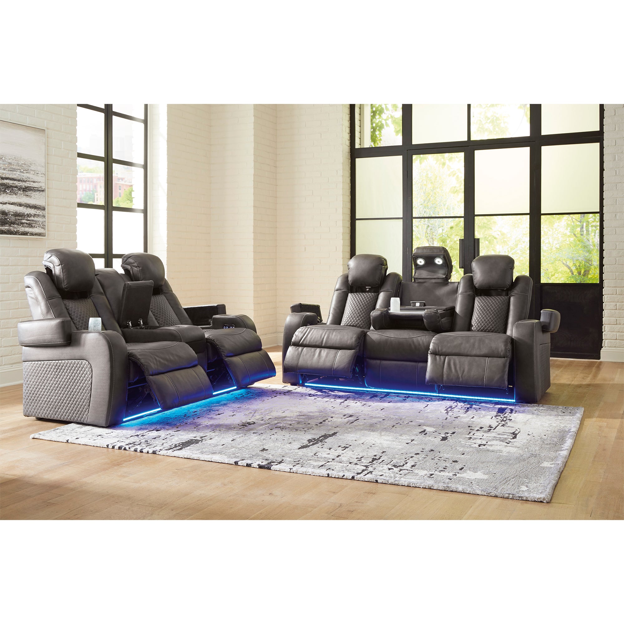 Fyne-Dyme Dual Power Reclining Sofa and Loveseat