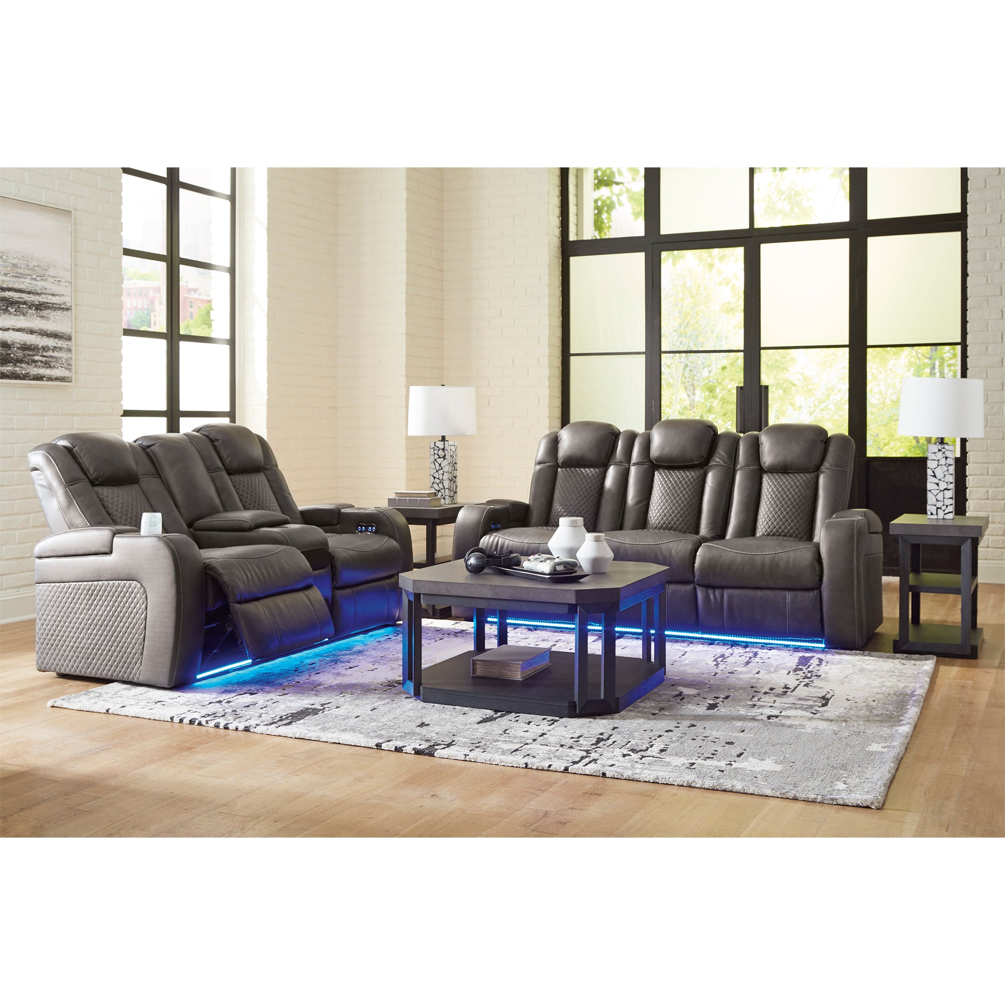 Fyne-Dyme Dual Power Reclining Sofa and Loveseat