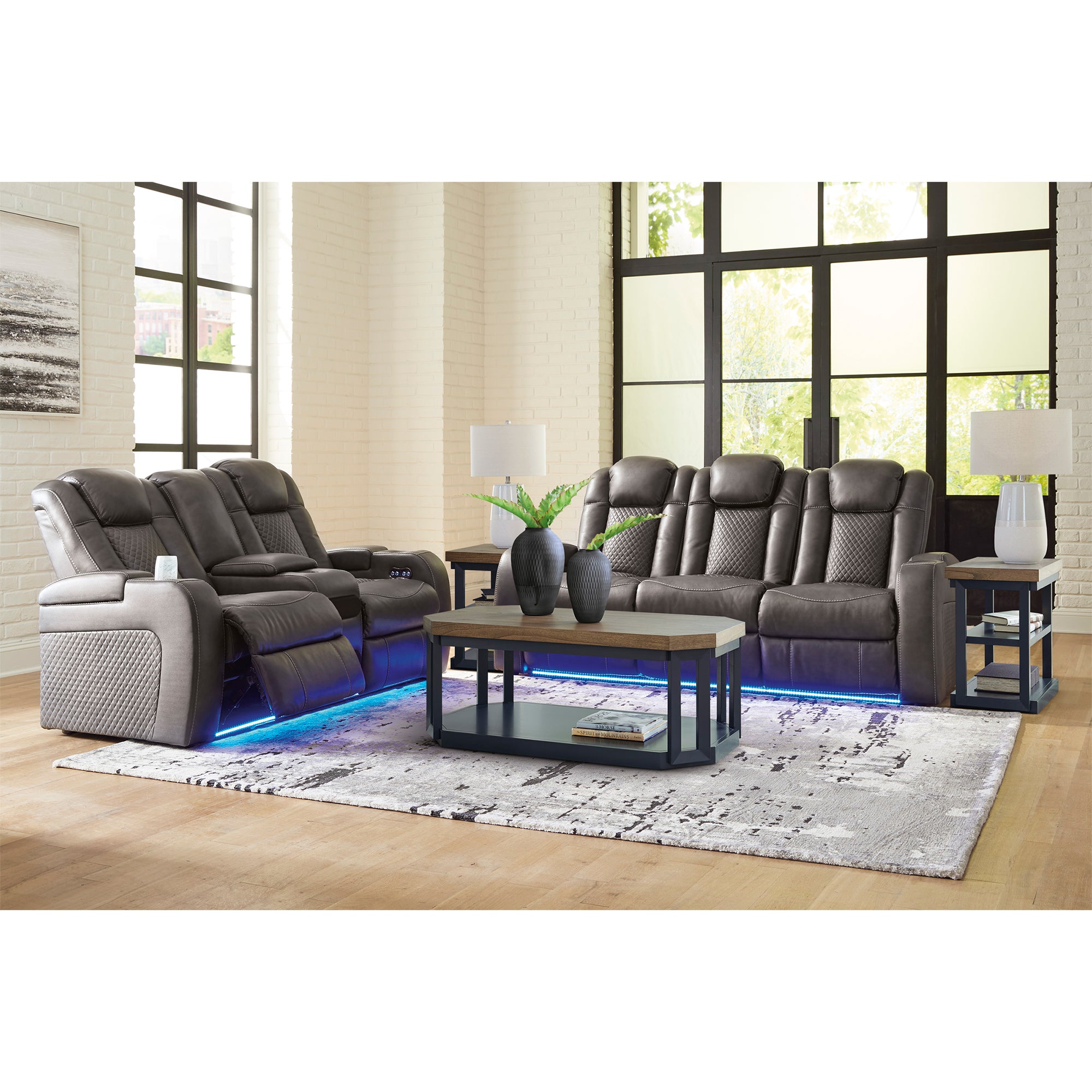 Fyne-Dyme Dual Power Reclining Sofa and Loveseat