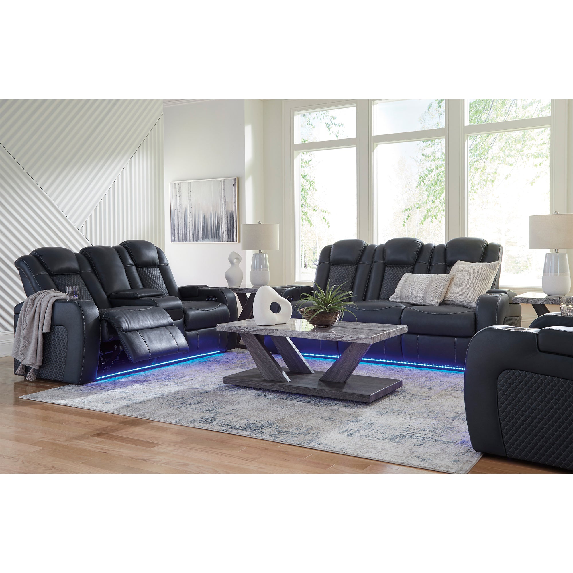 Fyne-Dyme Dual Power Reclining Sofa and Loveseat