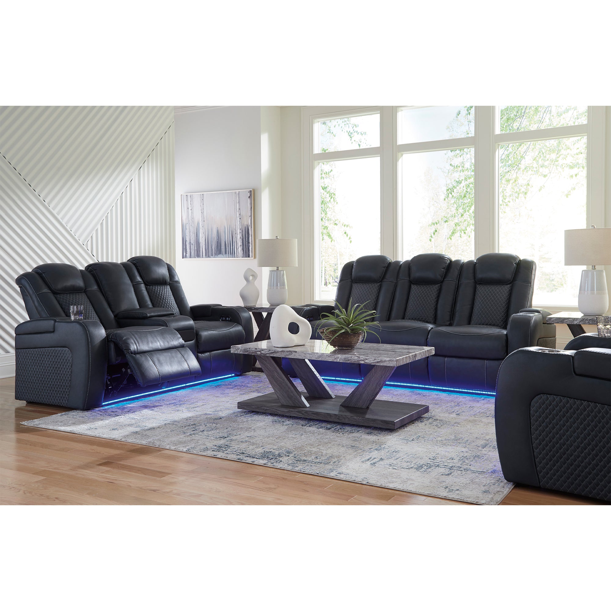 Fyne-Dyme Dual Power Reclining Sofa and Loveseat