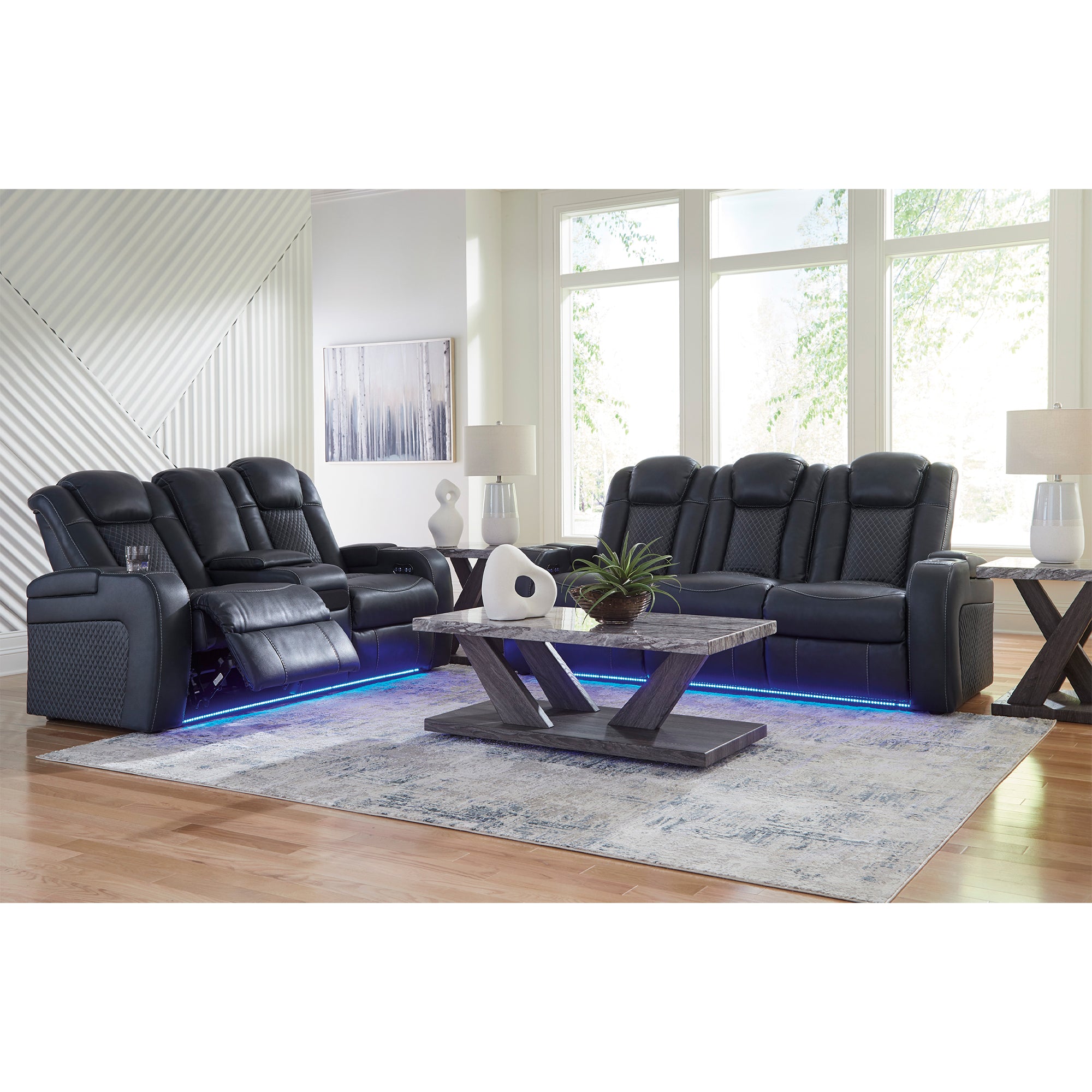 Fyne-Dyme Dual Power Reclining Sofa and Loveseat