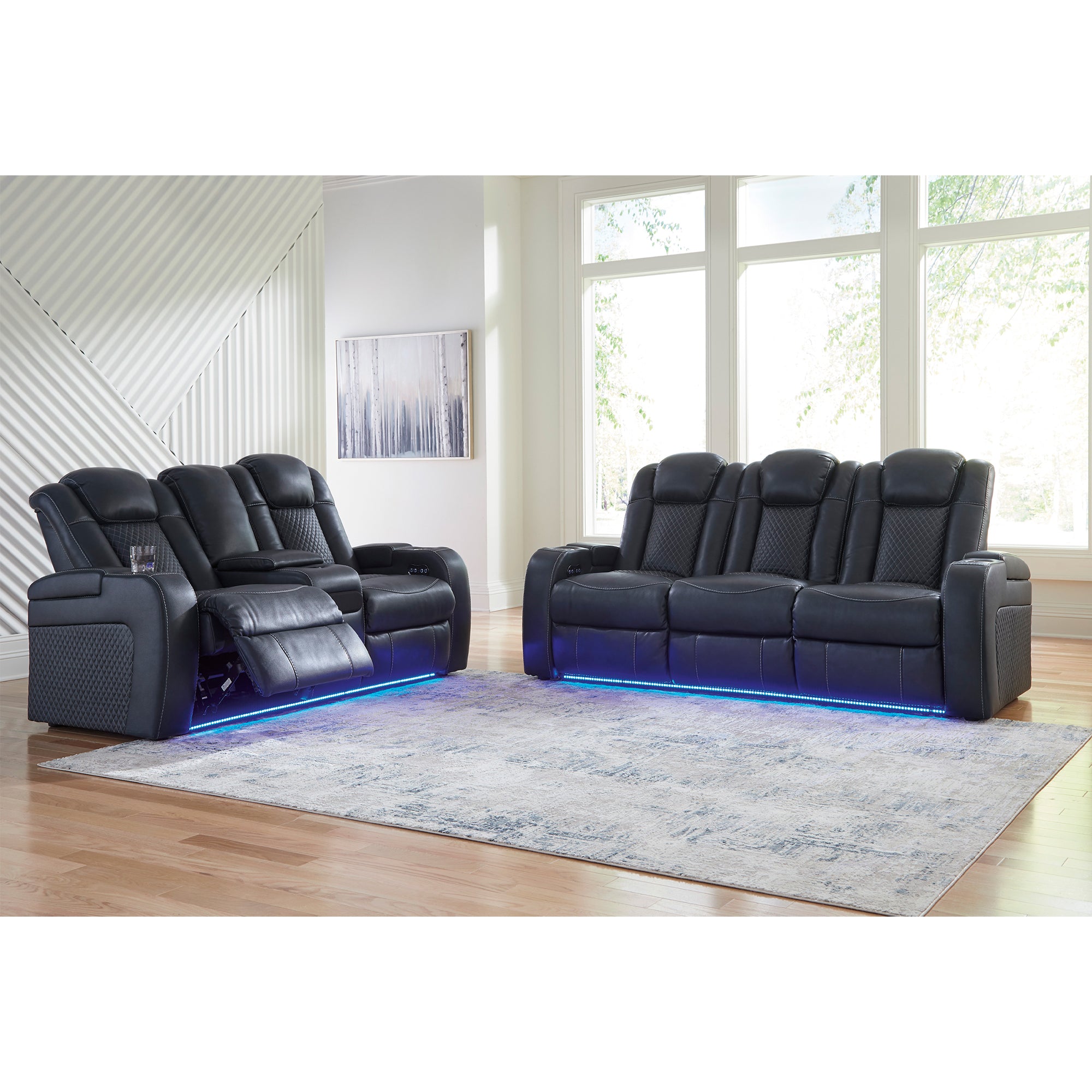 Fyne-Dyme Dual Power Reclining Sofa and Loveseat