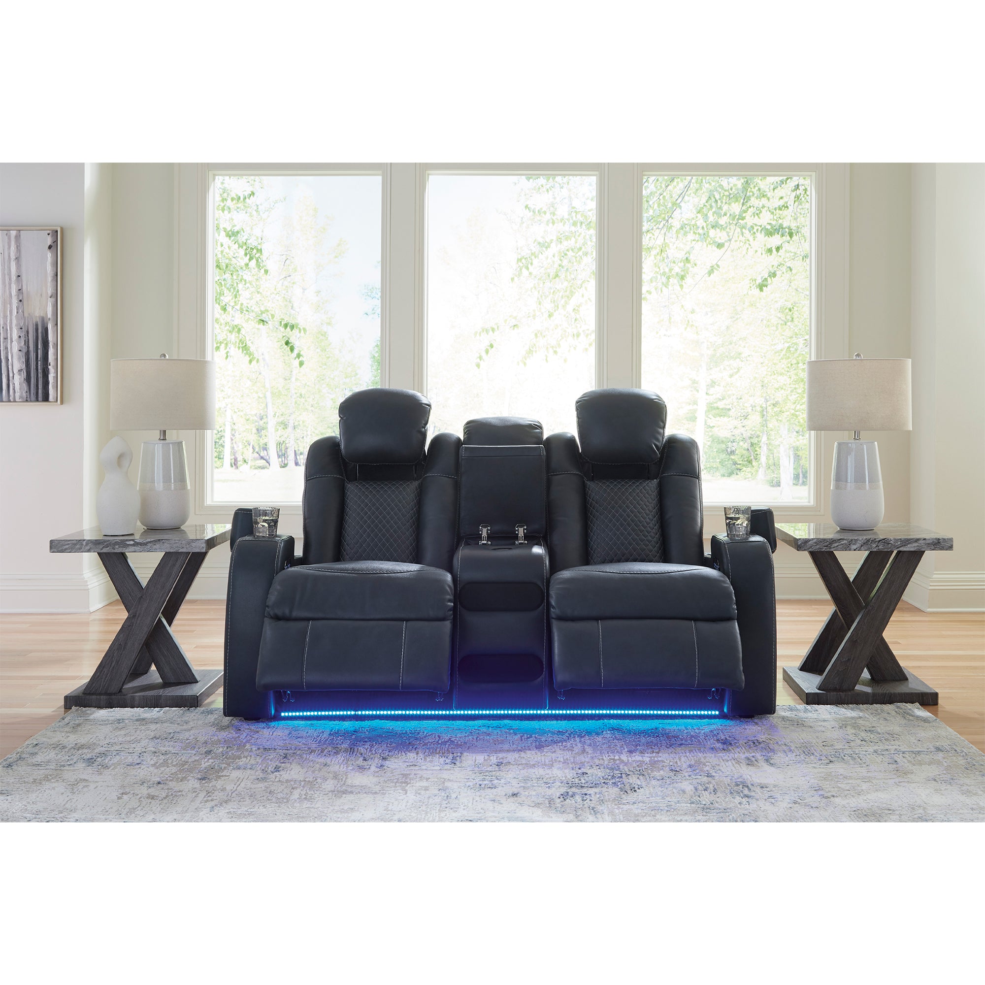 Fyne-Dyme Dual Power Reclining Loveseat with Console