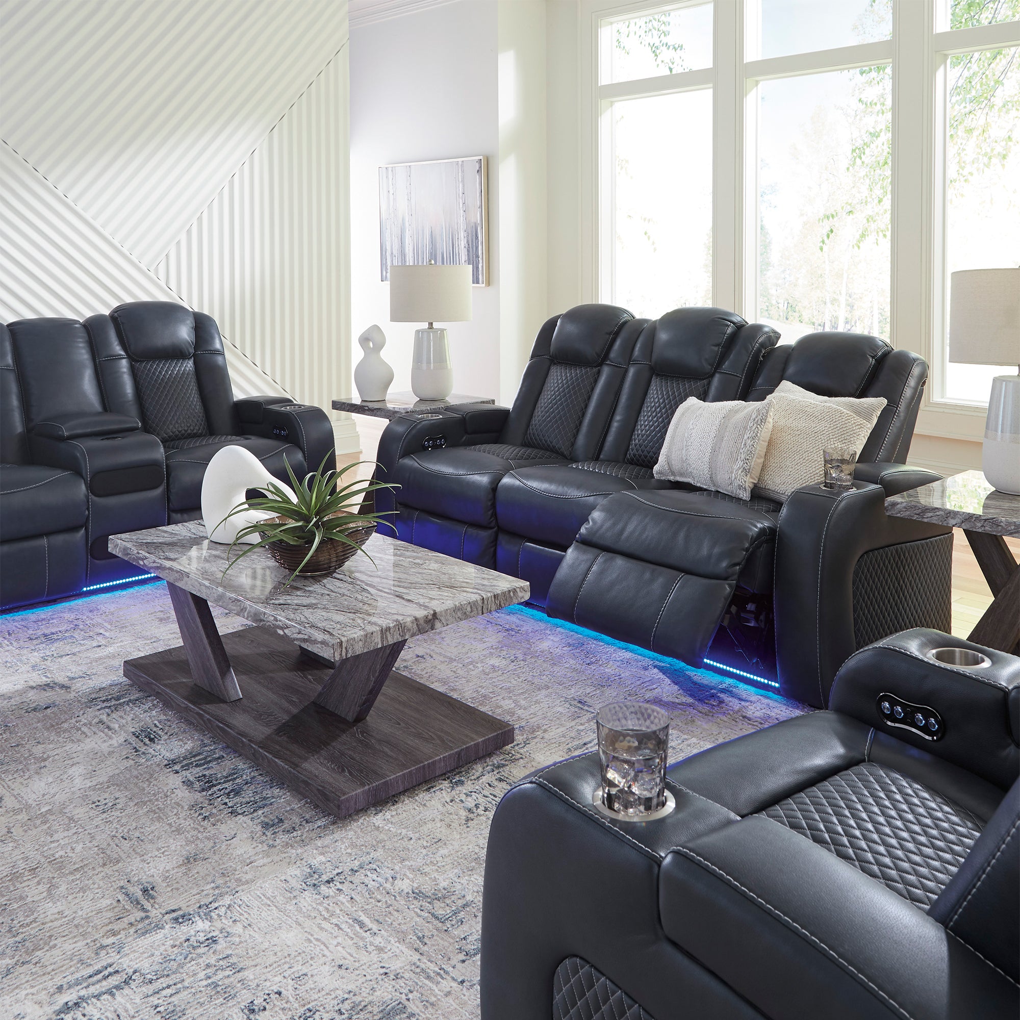 Fyne-Dyme Dual Power Reclining Sofa and Loveseat