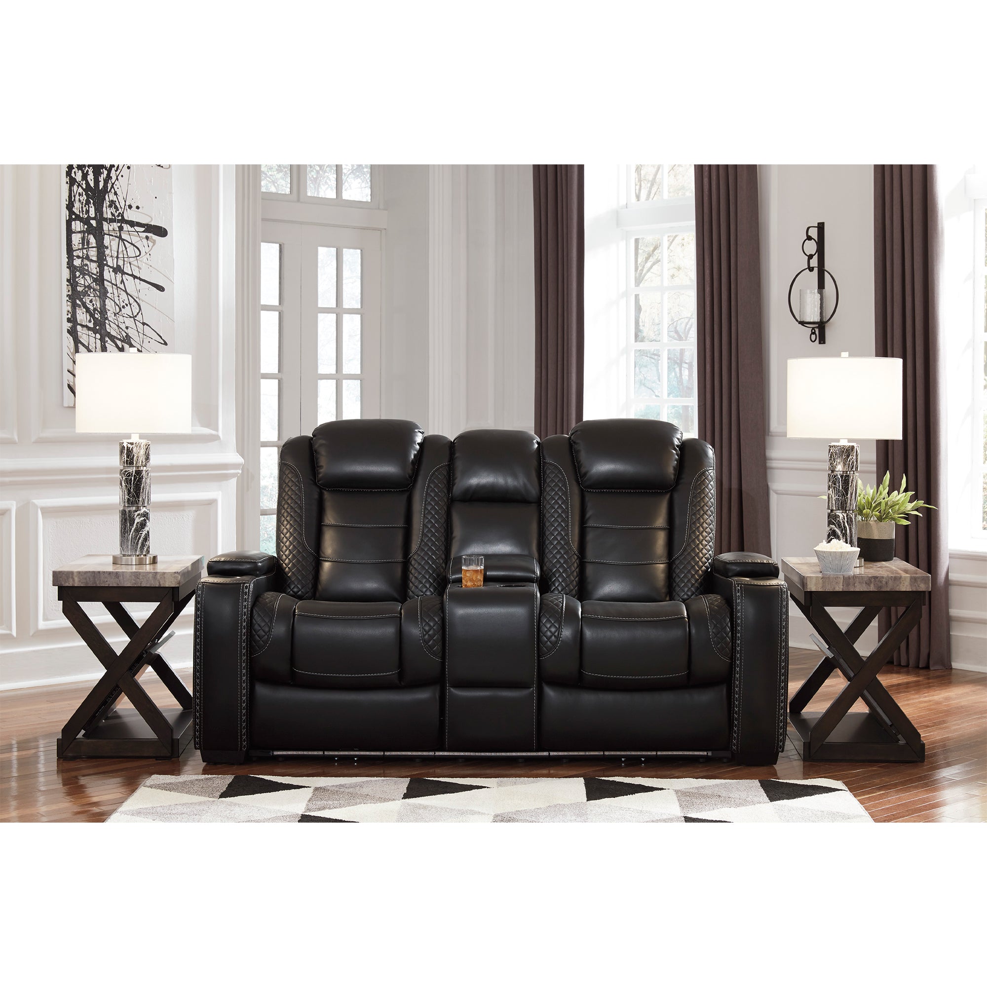 Party Time Dual Power Reclining Loveseat with Console