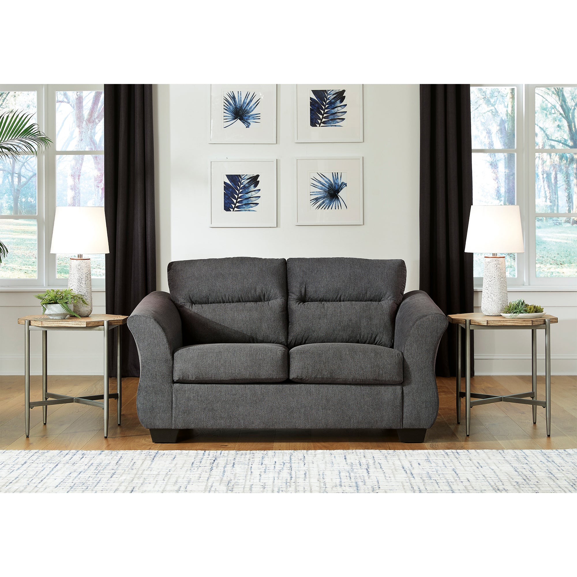 Miravel Loveseat in Gunmetal Color