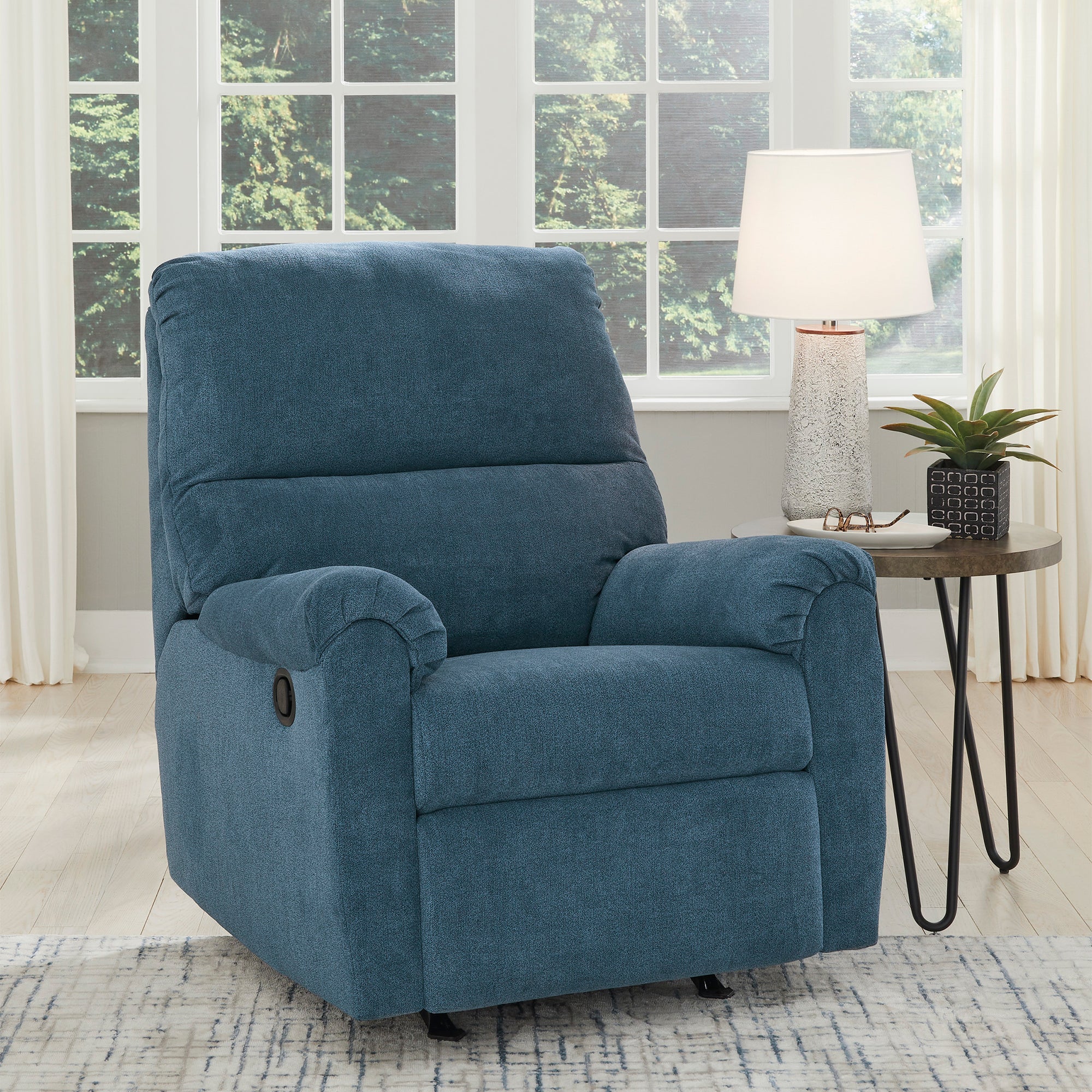 Miravel Rocker Recliner in Indigo Color