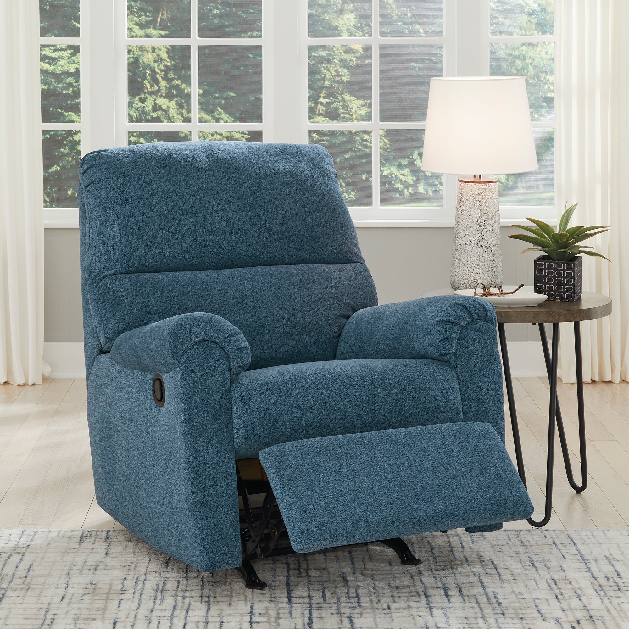 Miravel Rocker Recliner in Indigo Color