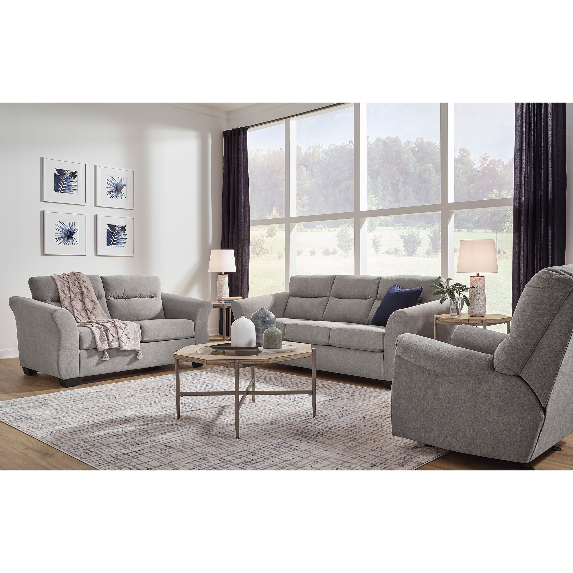 Miravel Sofa and Loveseat in Slate Color