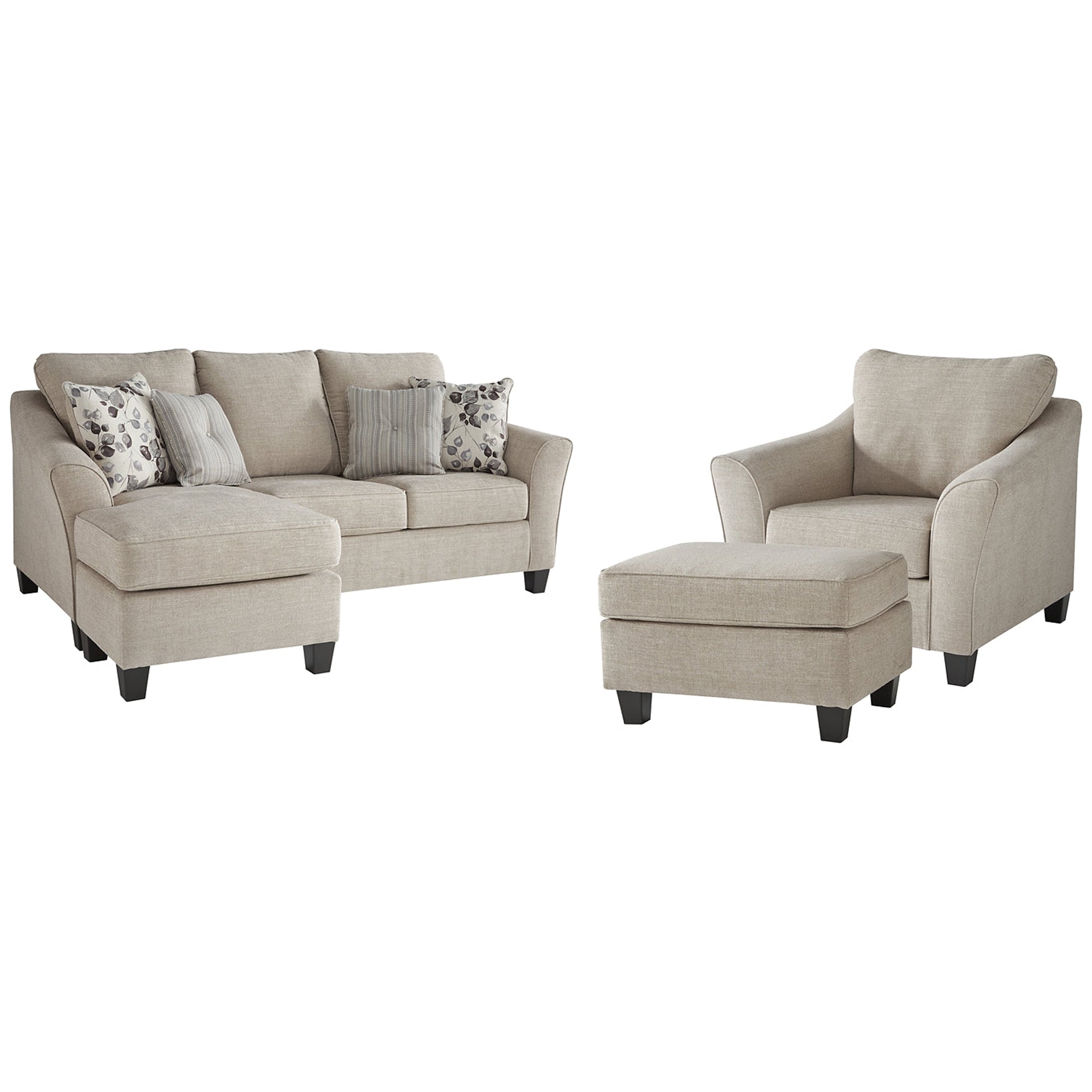 Abney Sofa Chaise, Chair, and Ottoman