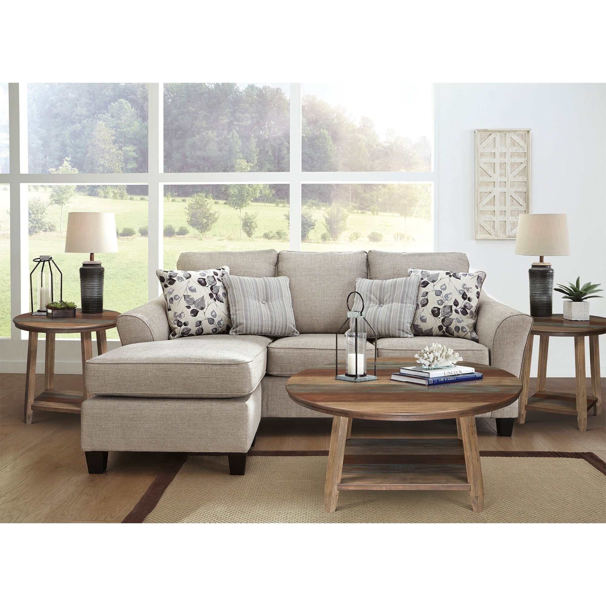 Abney Sofa Chaise, Chair, and Ottoman