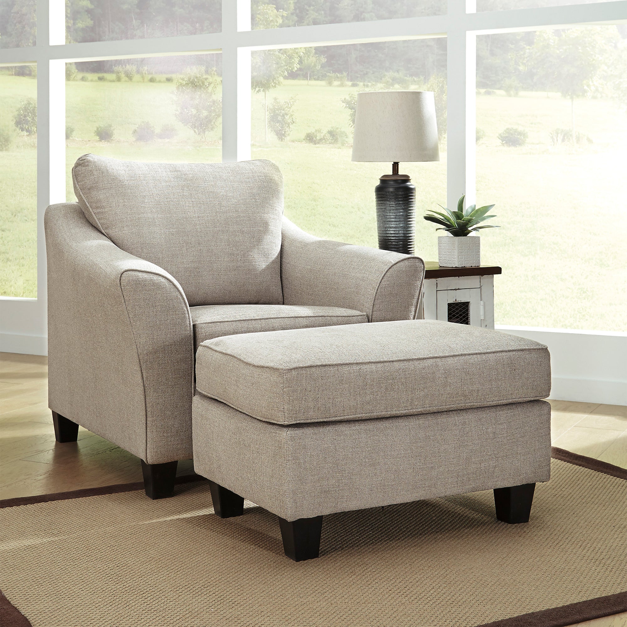 Abney Sofa Chaise, Chair, and Ottoman