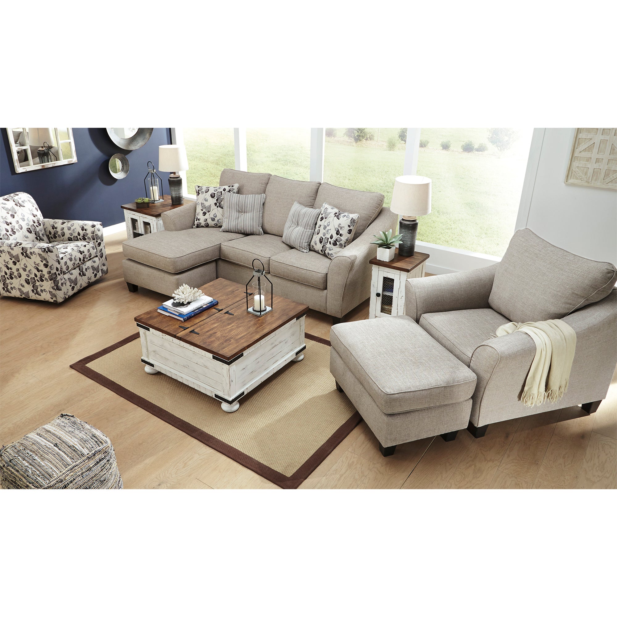 Abney Sofa Chaise and Swivel Chair