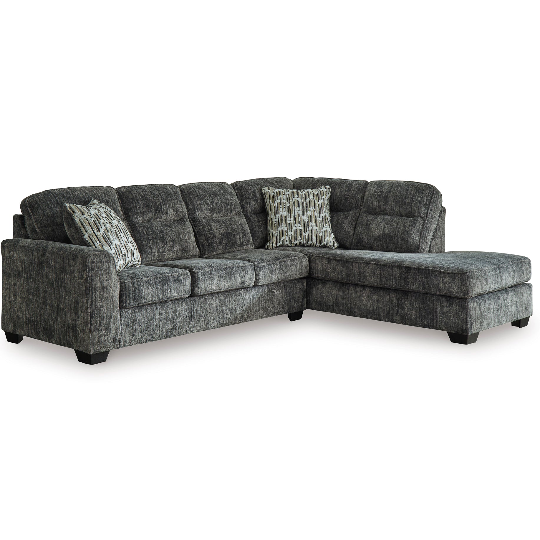 Lonoke 2-Piece Sectional with Chaise in Gunmetal Color