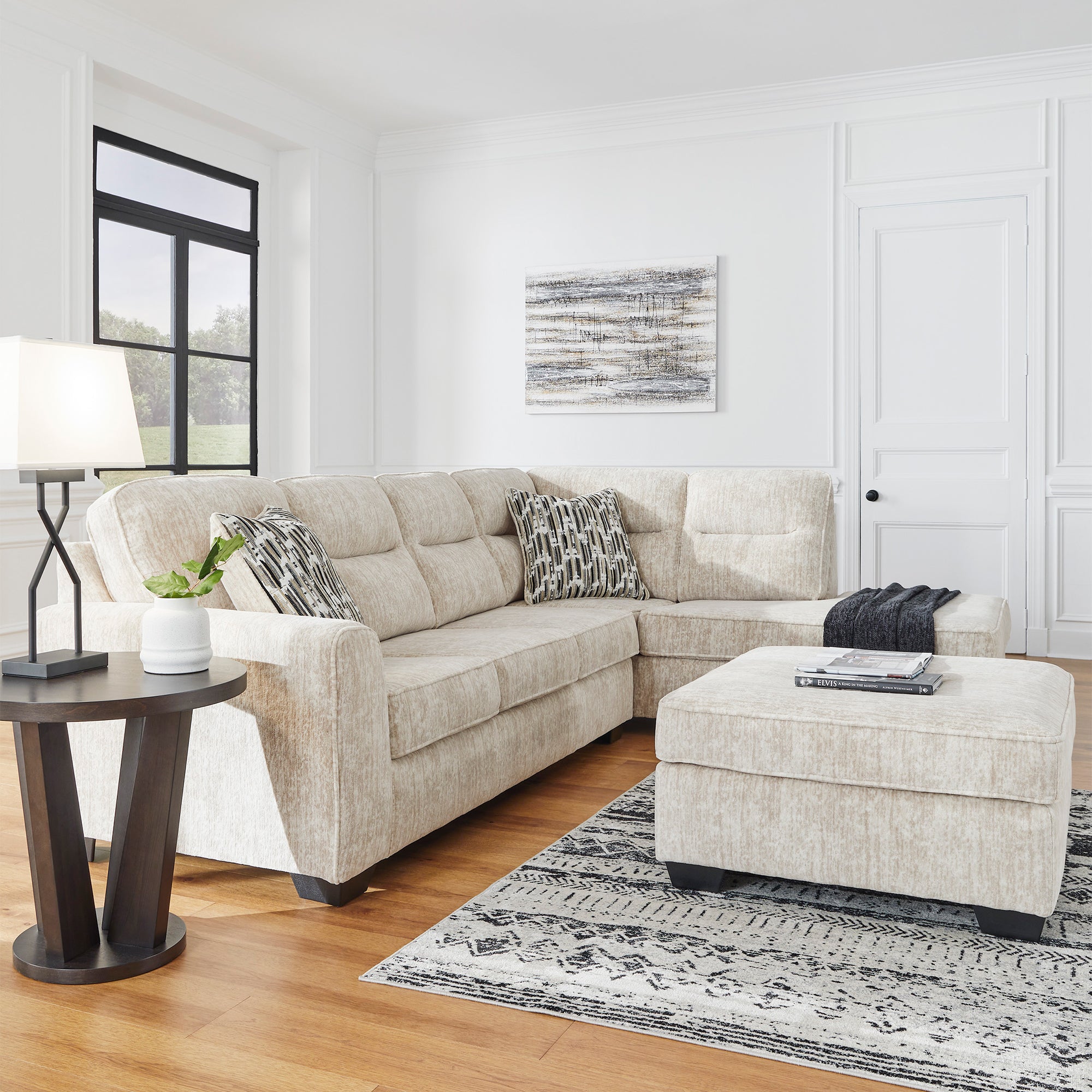 Lonoke 2-Piece Sectional with Chaise in Parchment Color