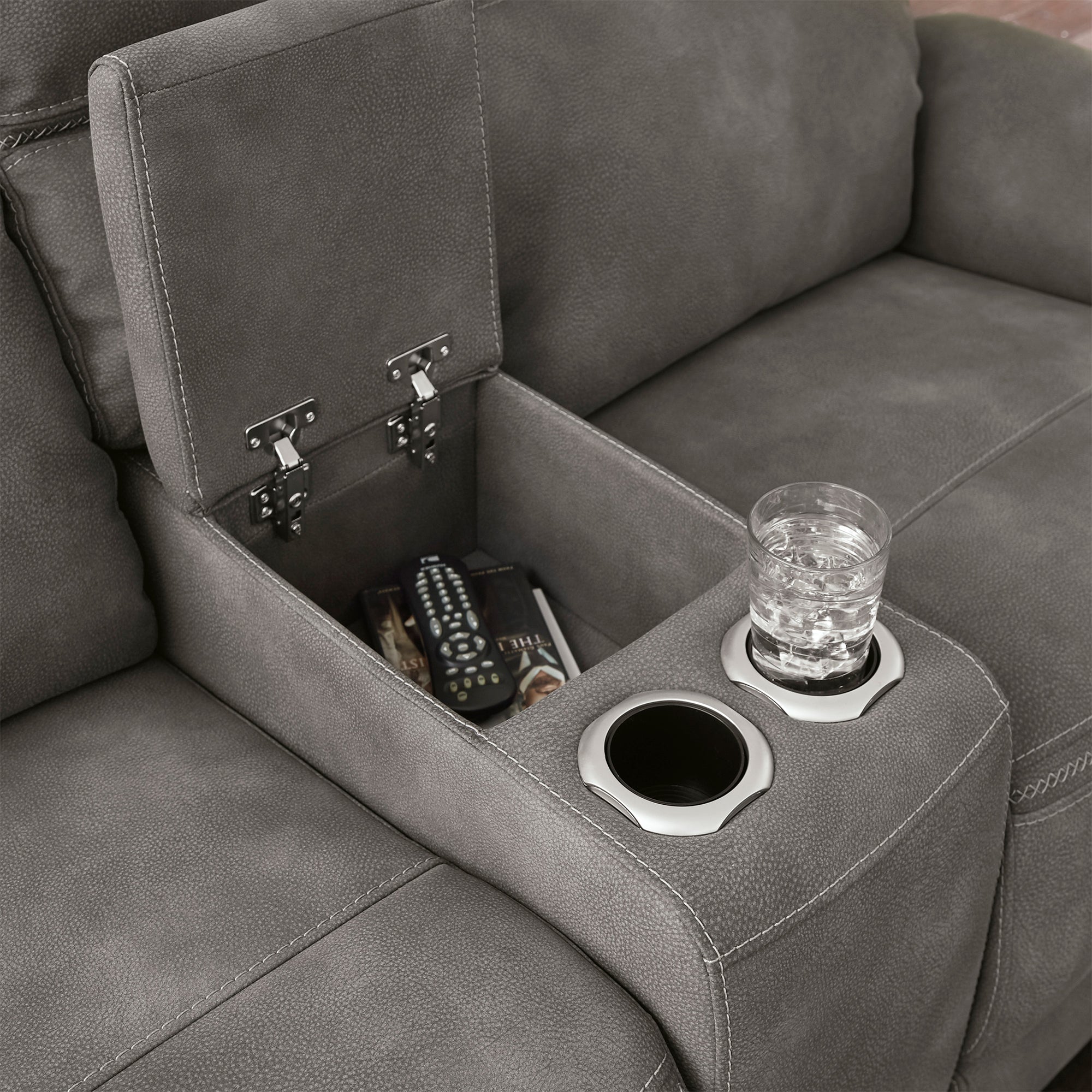 Next-gen Durapella Power Recliner Loveseat with Console and adjustable Headrest