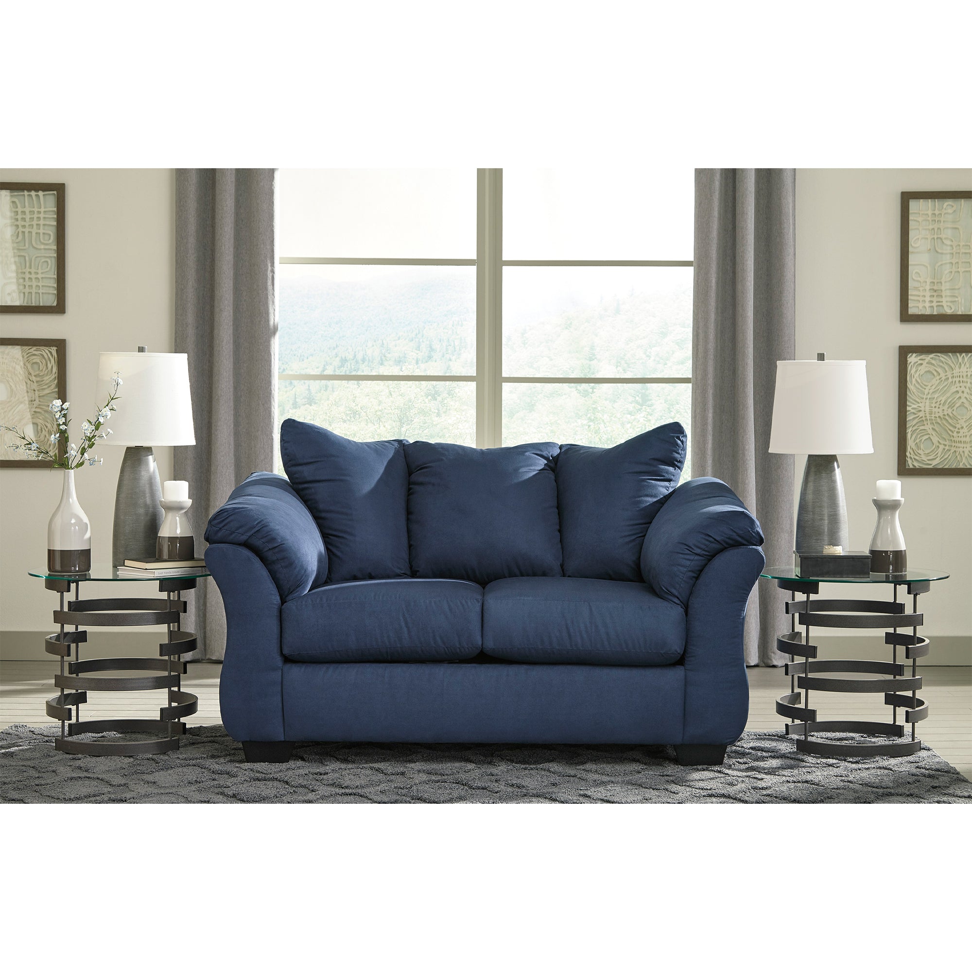 Darcy - Blue - Sofa and Loveseat