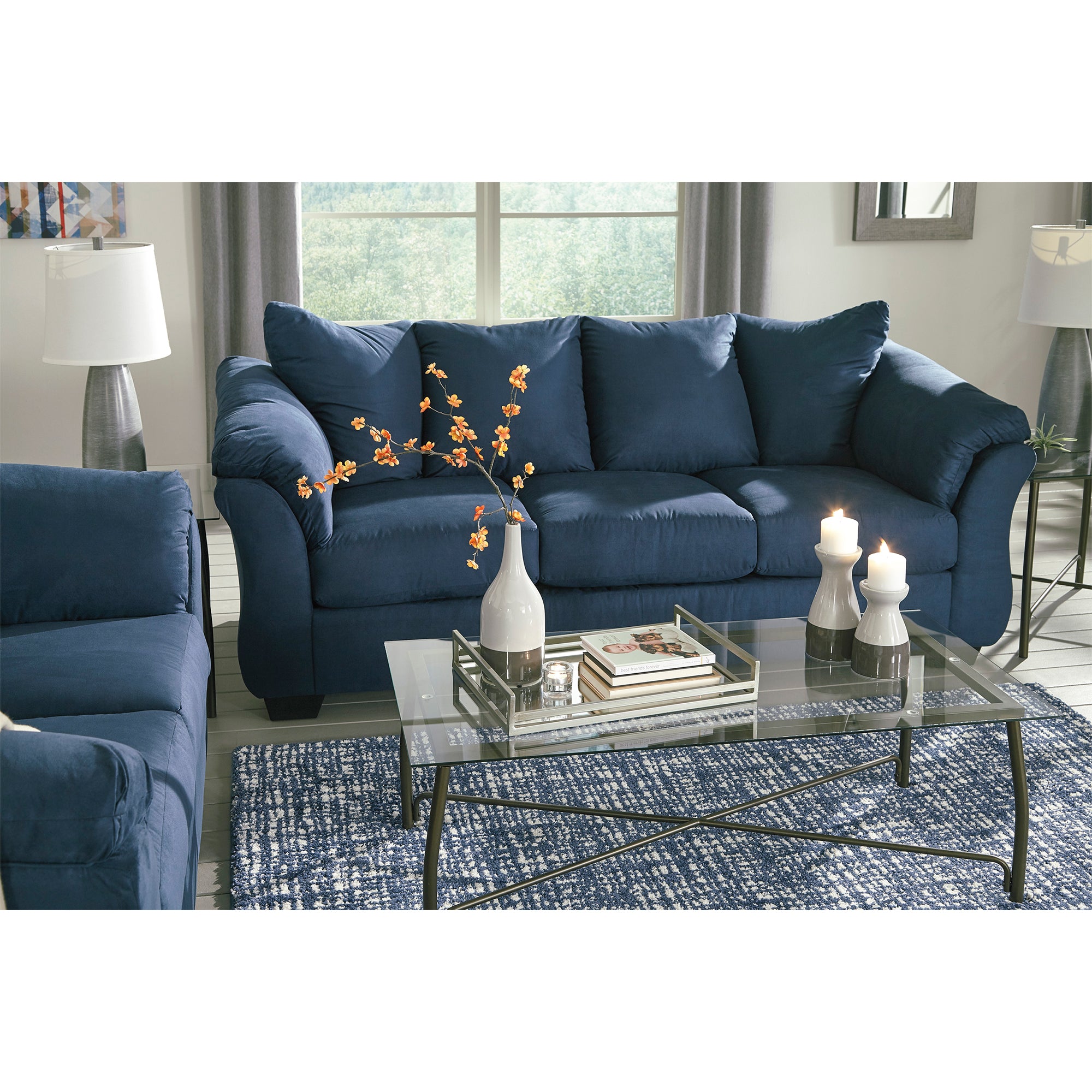 Darcy - Blue - Sofa and Loveseat