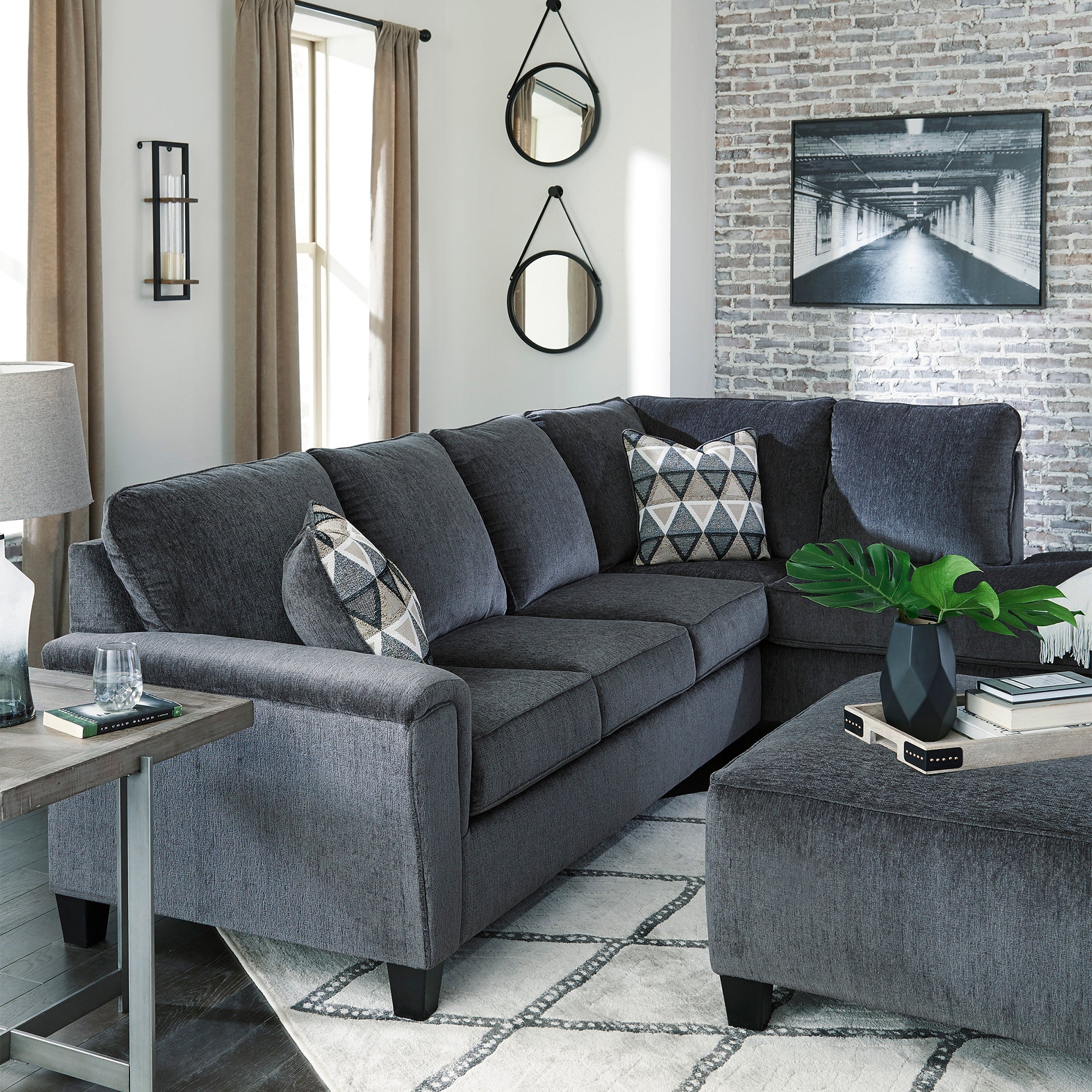 Abinger 2-Piece Sectional with Chaise in Smoke Color