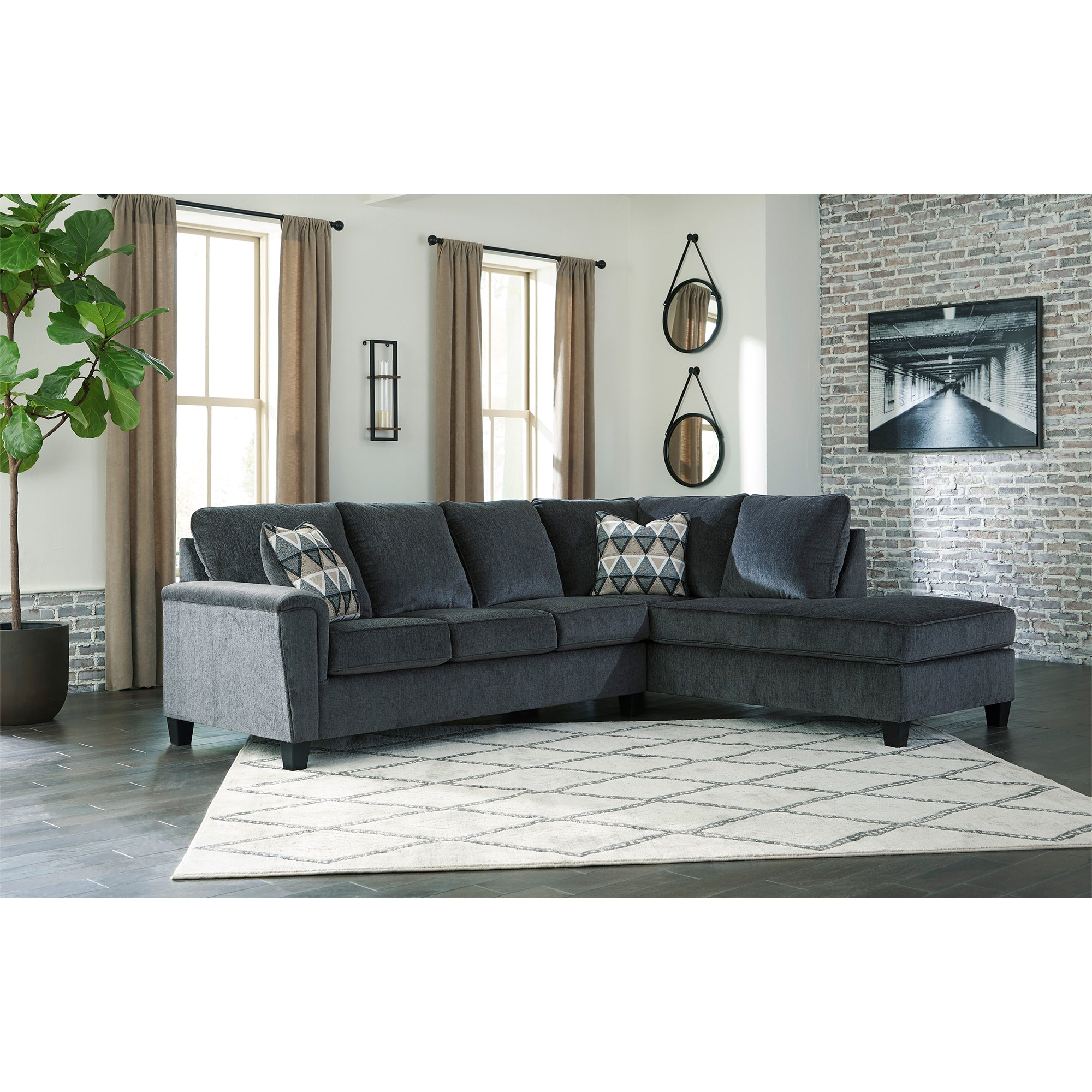 Abinger 2-Piece Sectional with Chaise in Smoke Color