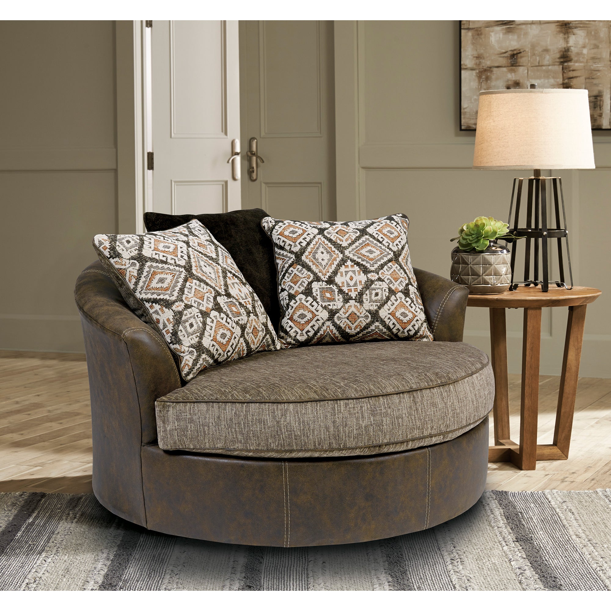 Abalone Oversized Swivel Accent Chair