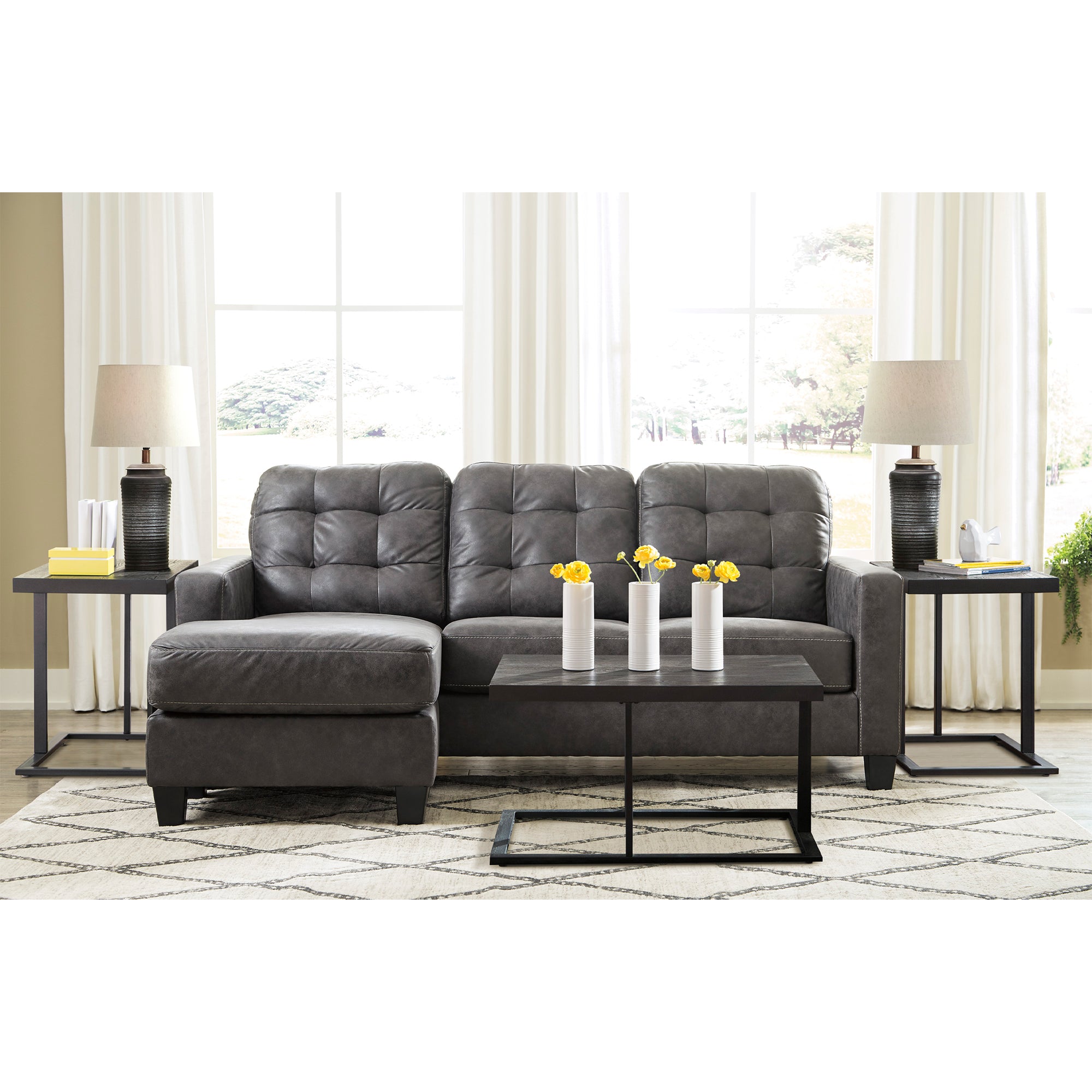 Venaldi Sofa Chaise, Chair, and Ottoman