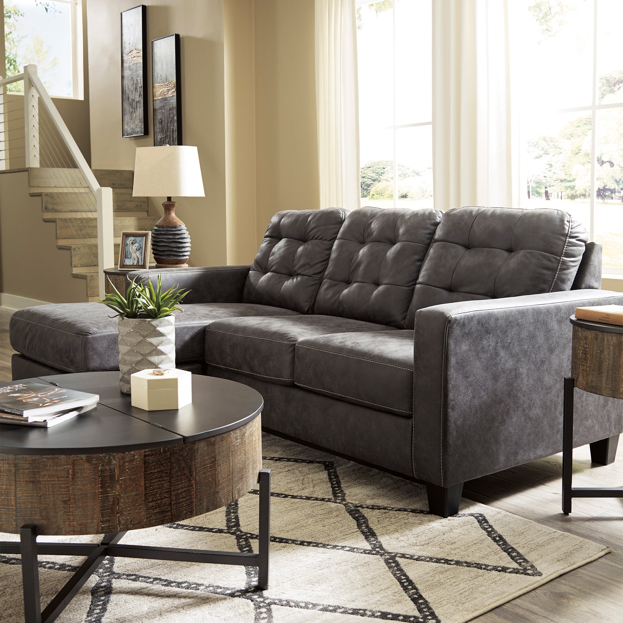 Venaldi Sofa Chaise, Chair, and Ottoman