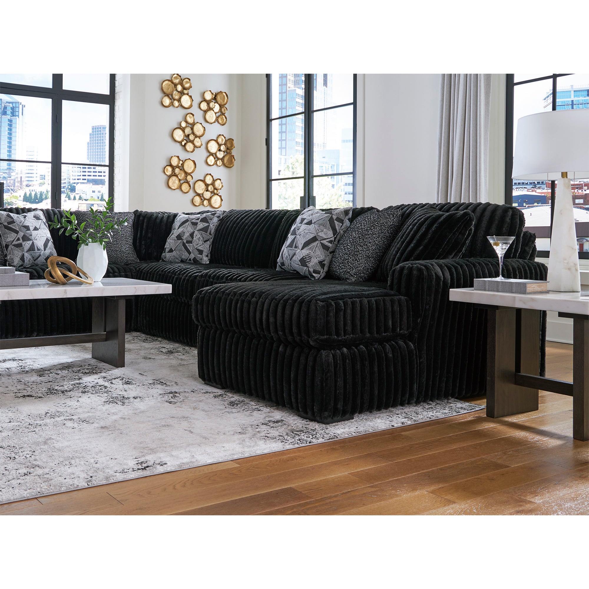 Midnight-Madness 4-Piece Sectional with Chaise