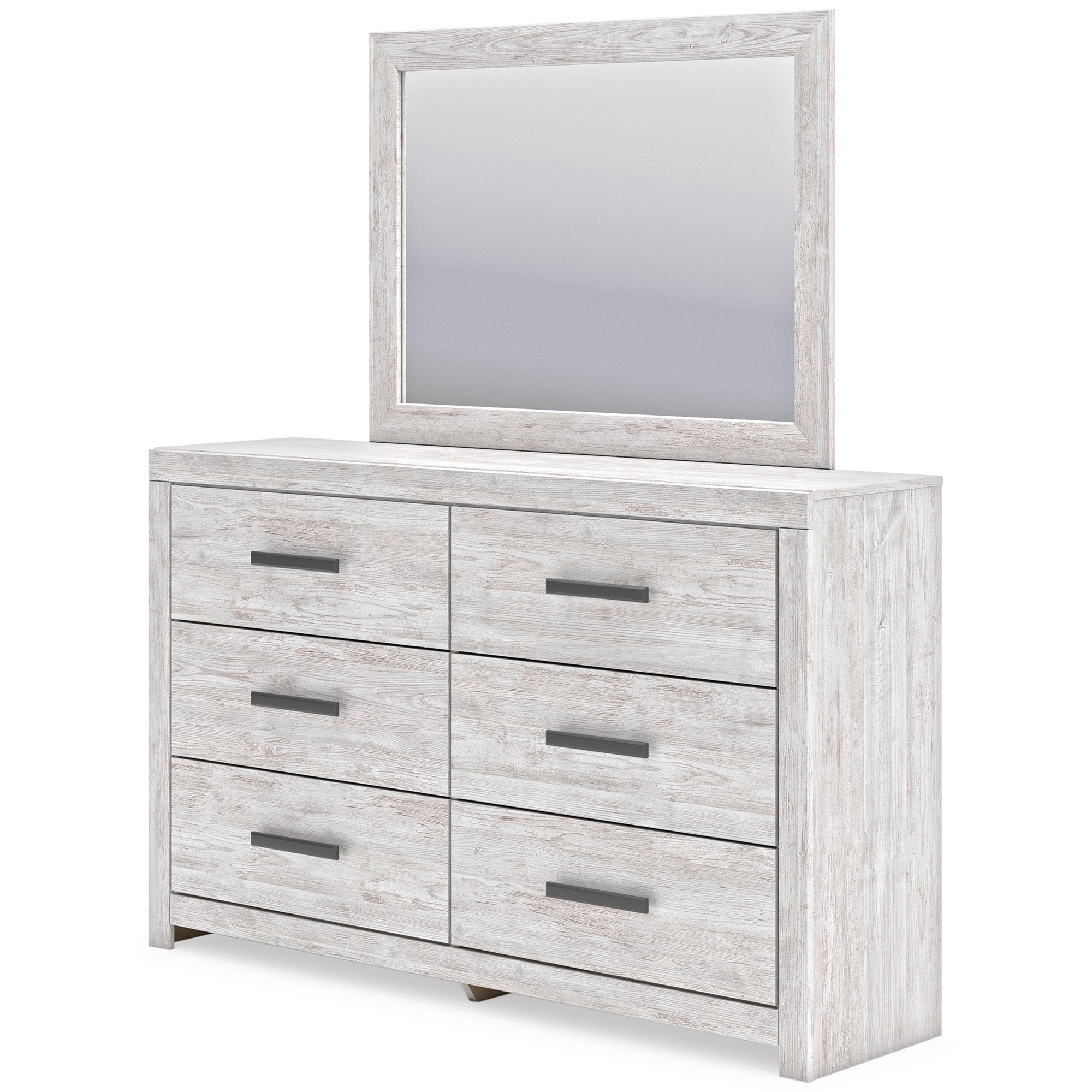 Cayboni King Panel Bed with Mirrored Dresser