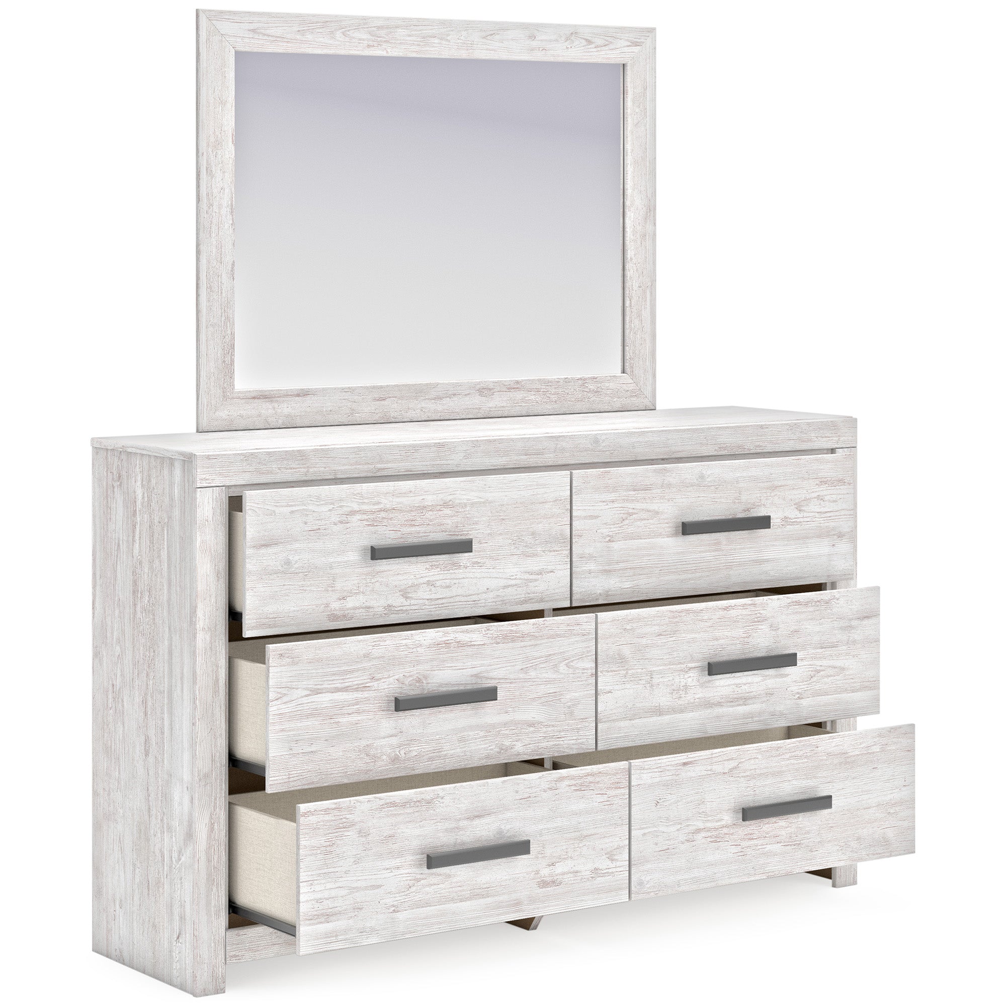 Cayboni Full Panel Bed with Mirrored Dresser