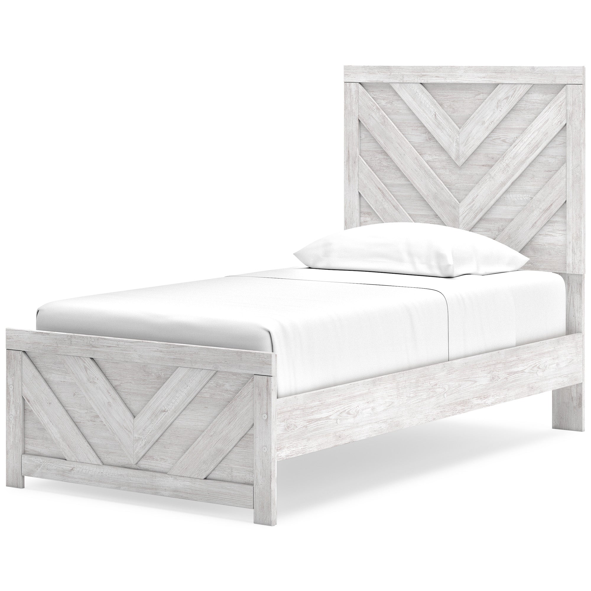 Cayboni Twin Panel Bed with Mirrored Dresser