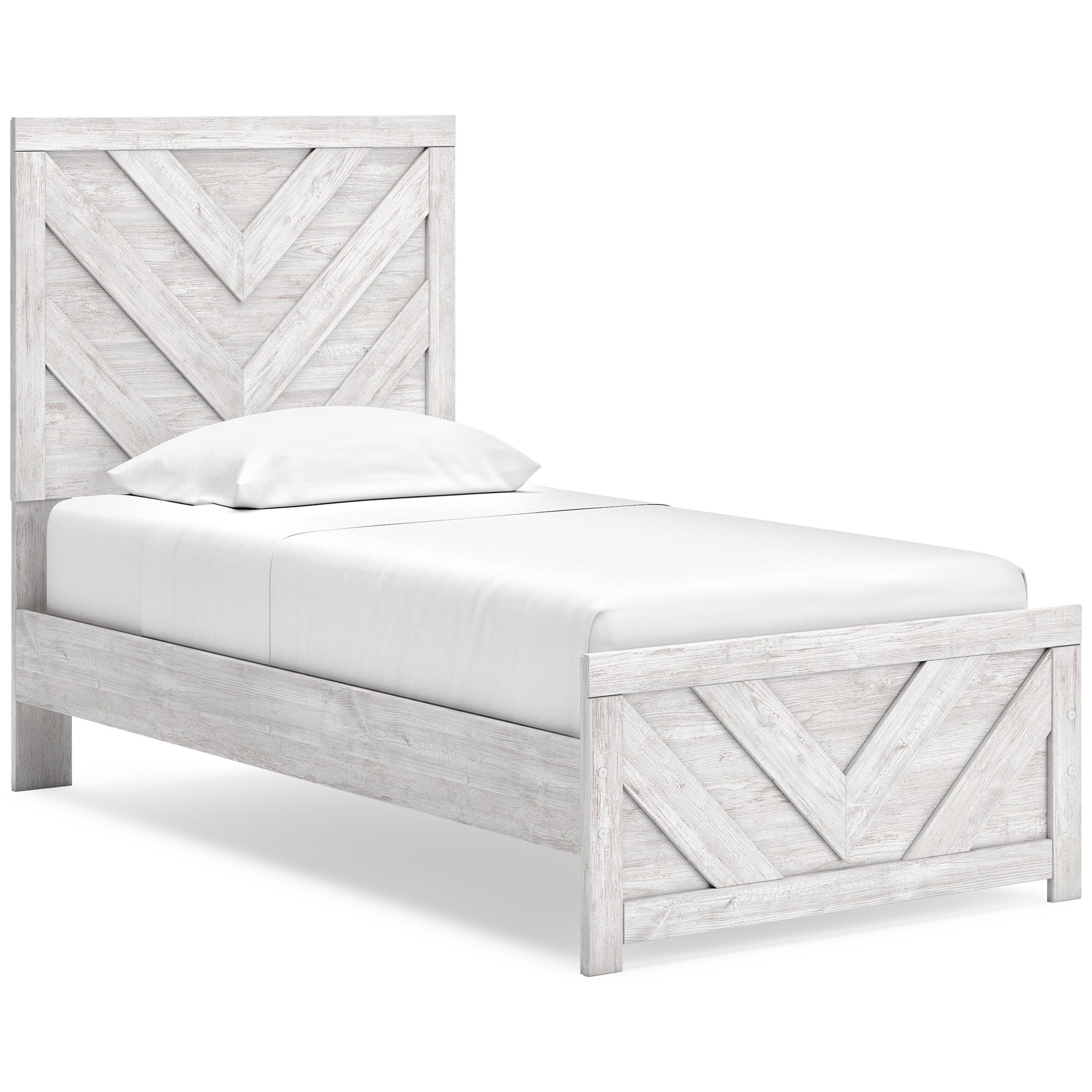 Cayboni Twin Panel Bed with Mirrored Dresser