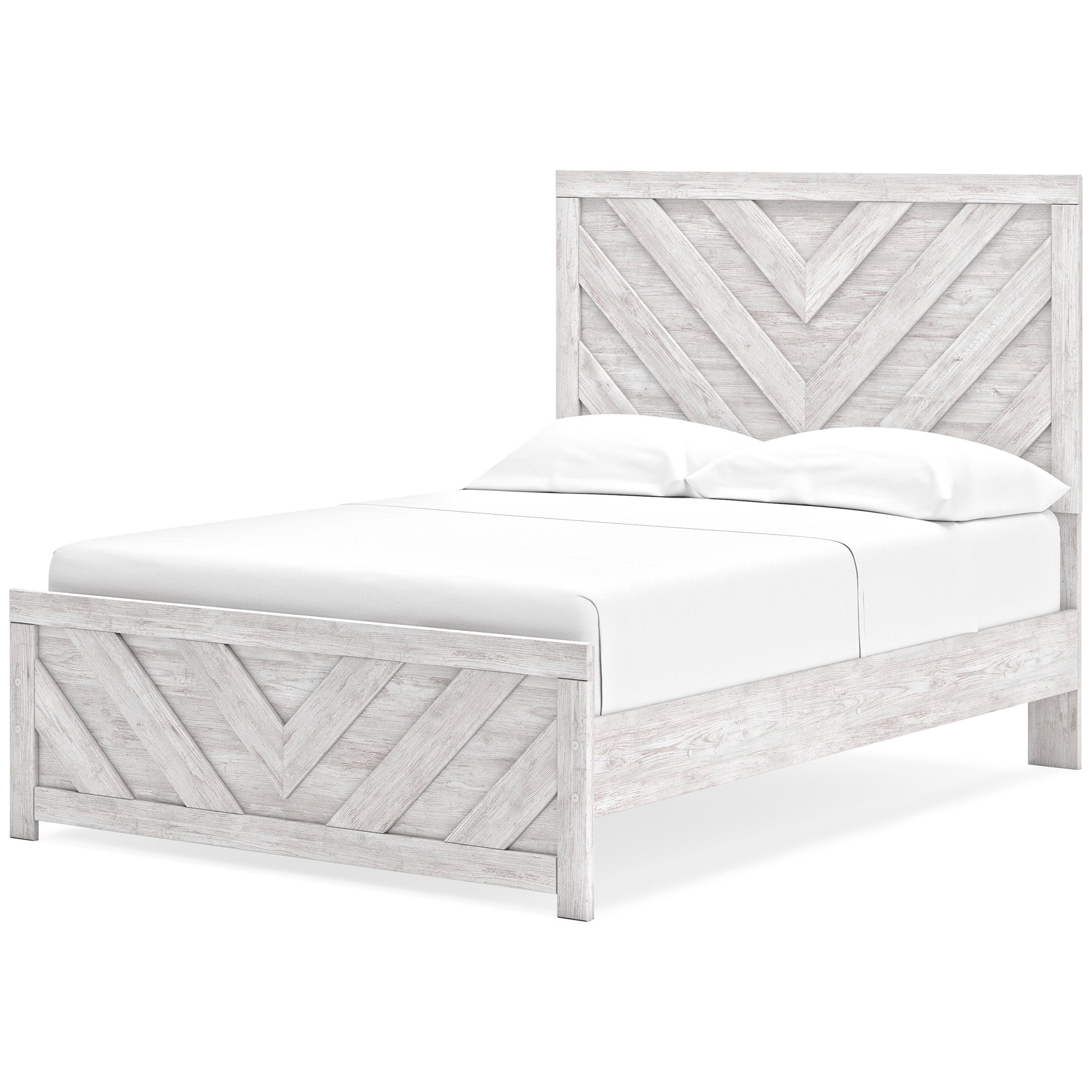 Cayboni Full Panel Bed with Mirrored Dresser