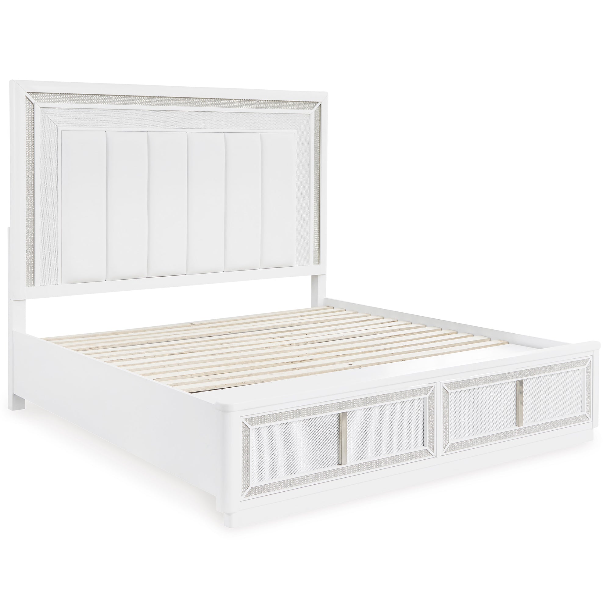 Chalanna Queen Upholstered Storage Bed with Mirrored Dresser