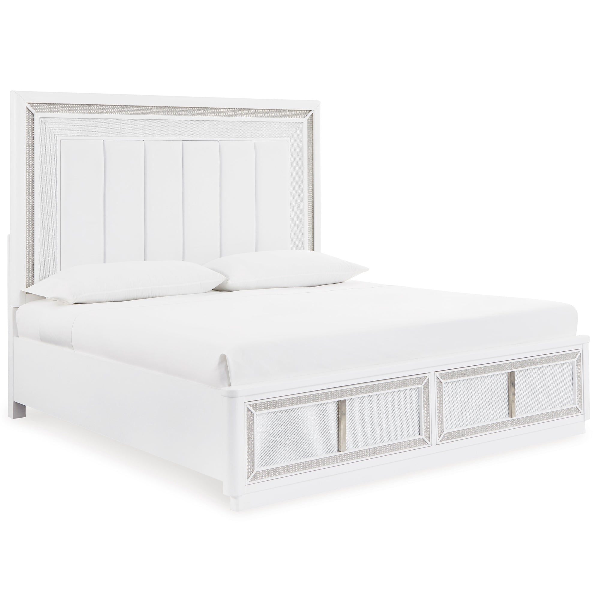 Chalanna Queen Upholstered Storage Bed with Mirrored Dresser