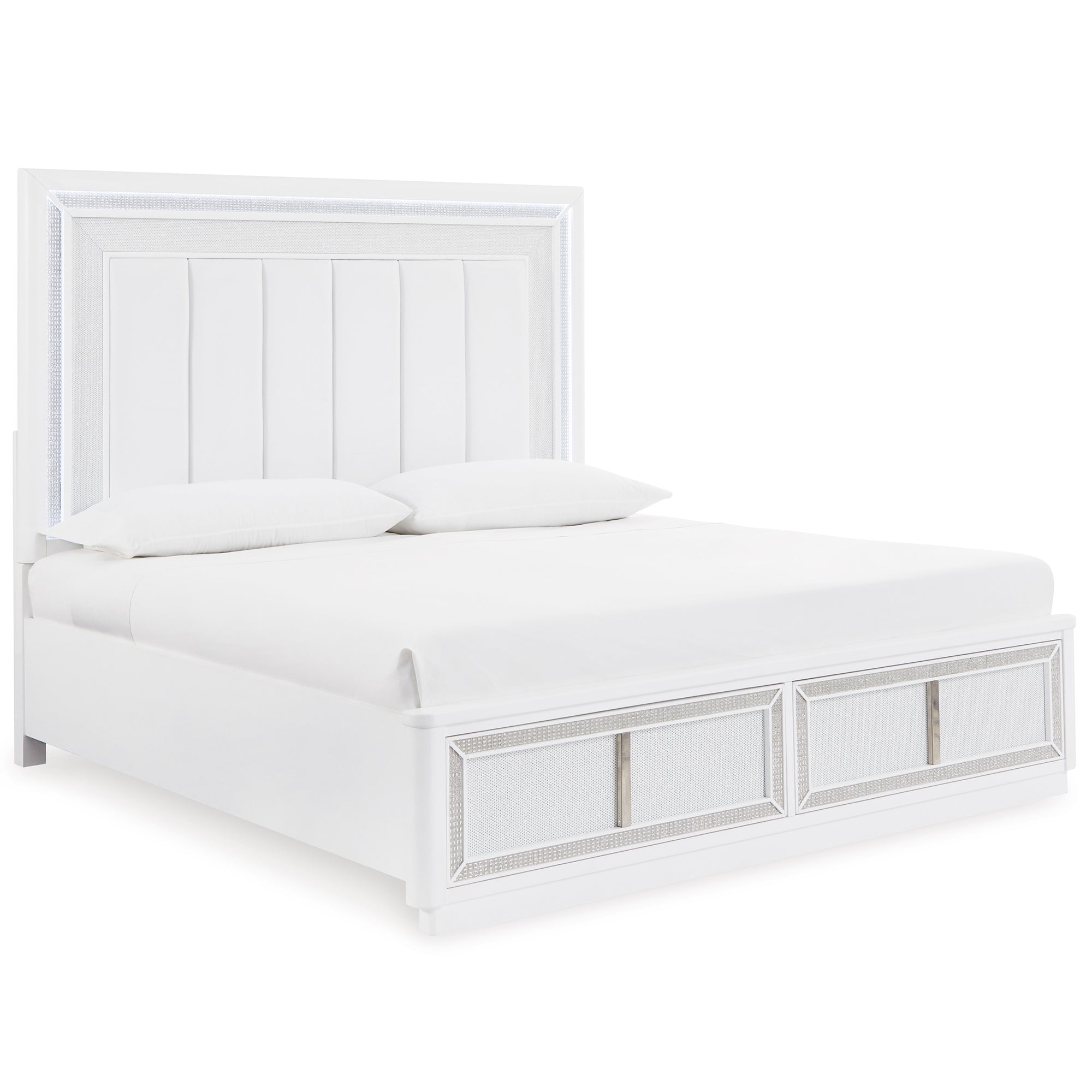 Chalanna Queen Upholstered Storage Bed with Mirrored Dresser