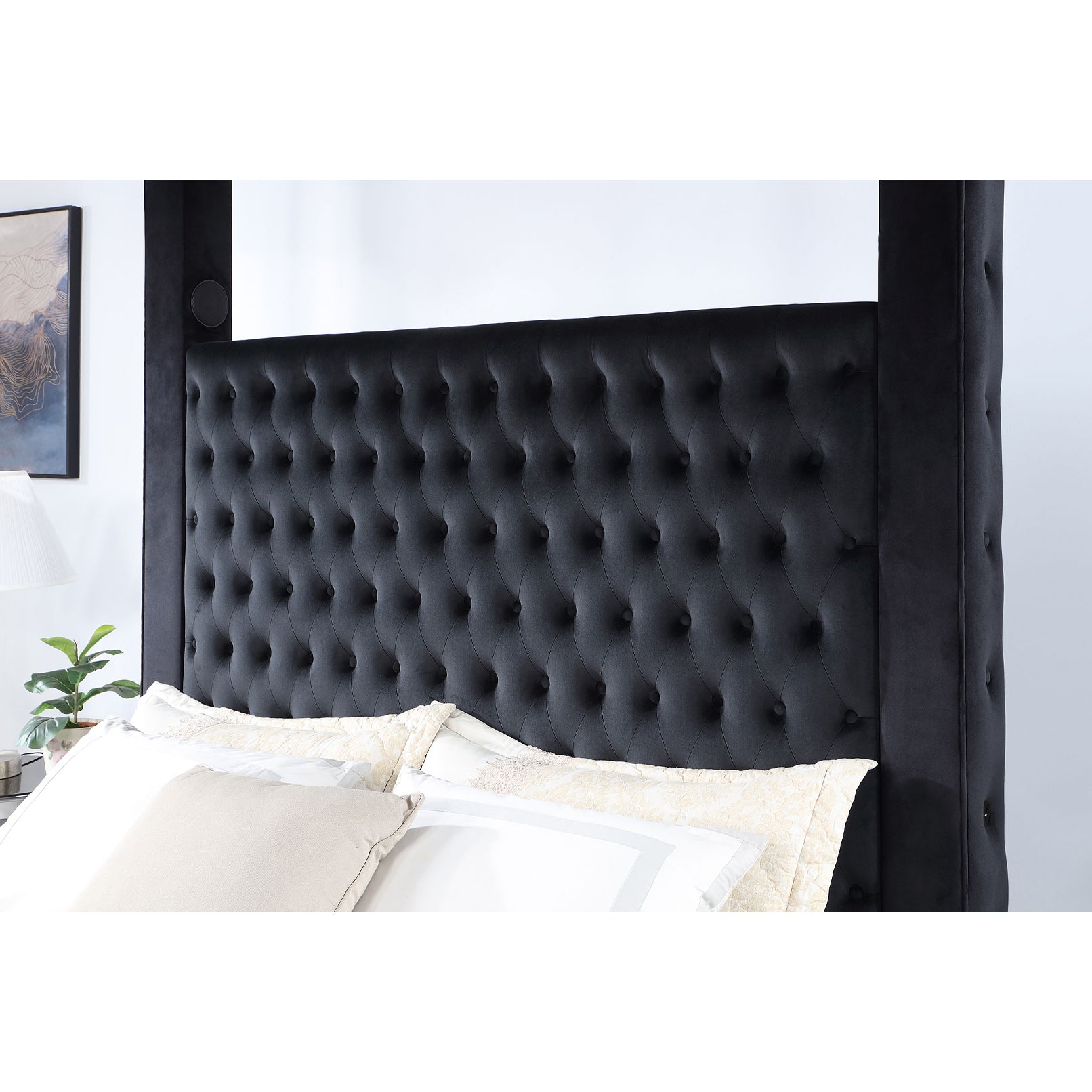 Fusion King Upholstered Bed with Audio Speakers