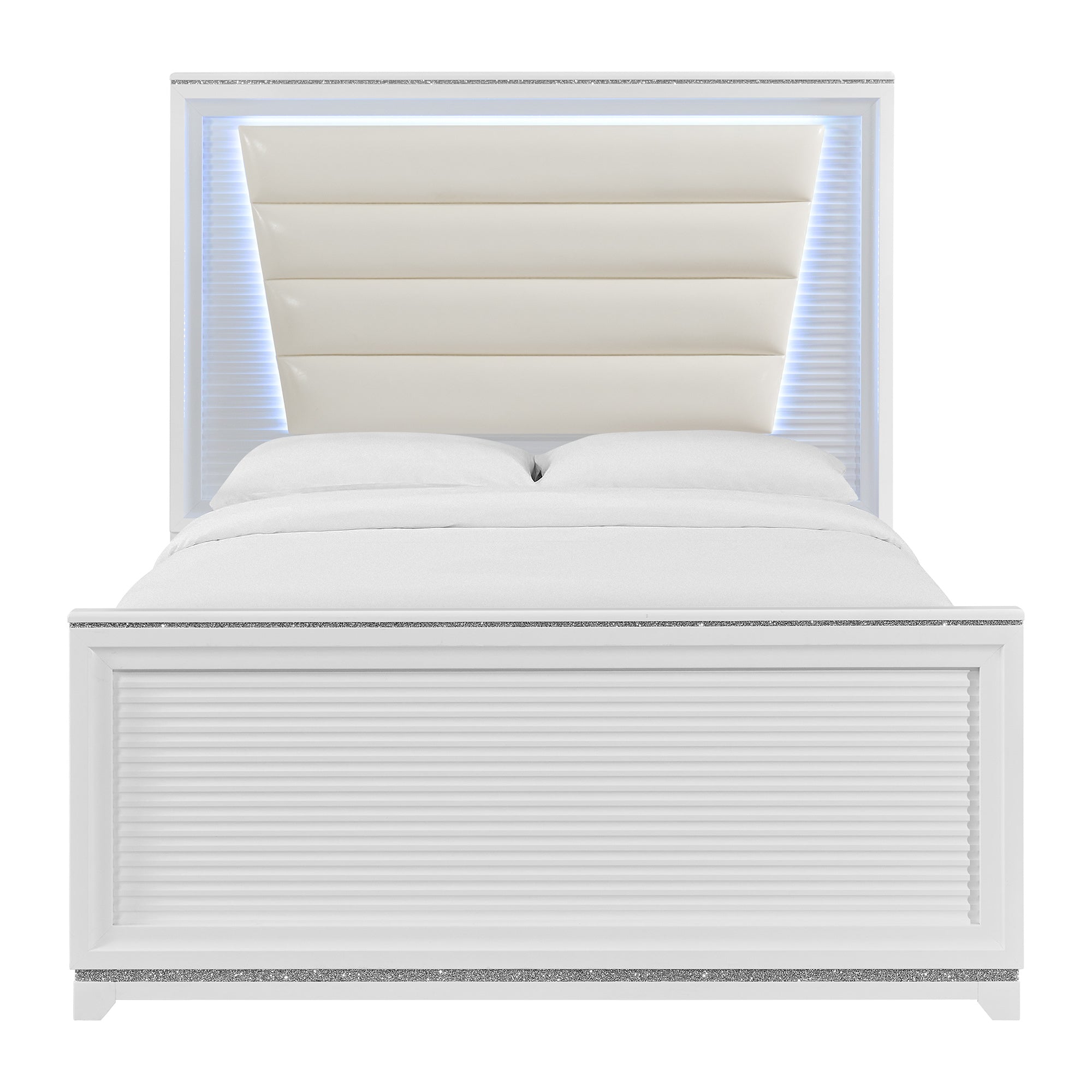 Denmark King Upholstered Bed with Mirrored Dresser