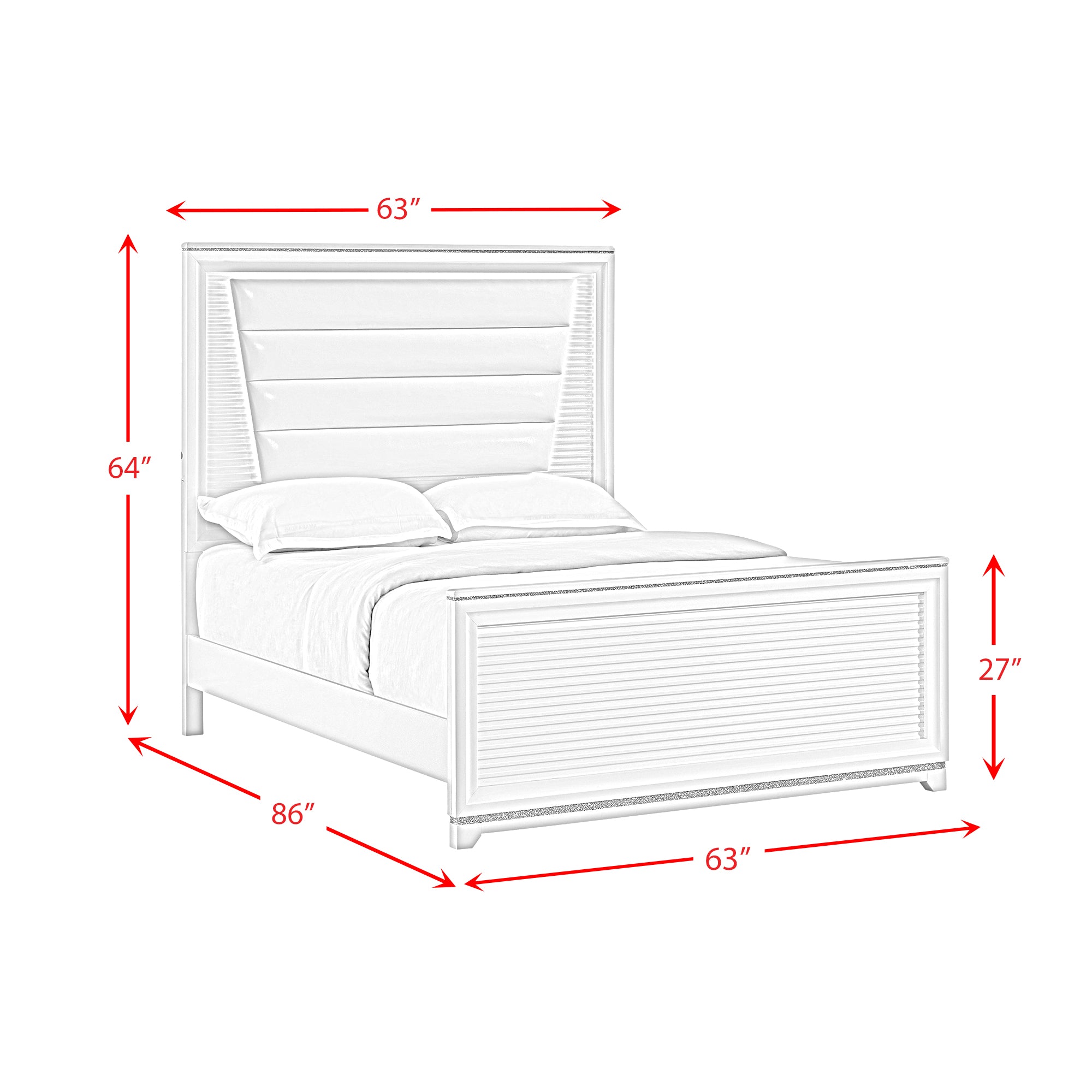 Denmark King Upholstered Bed with Mirrored Dresser