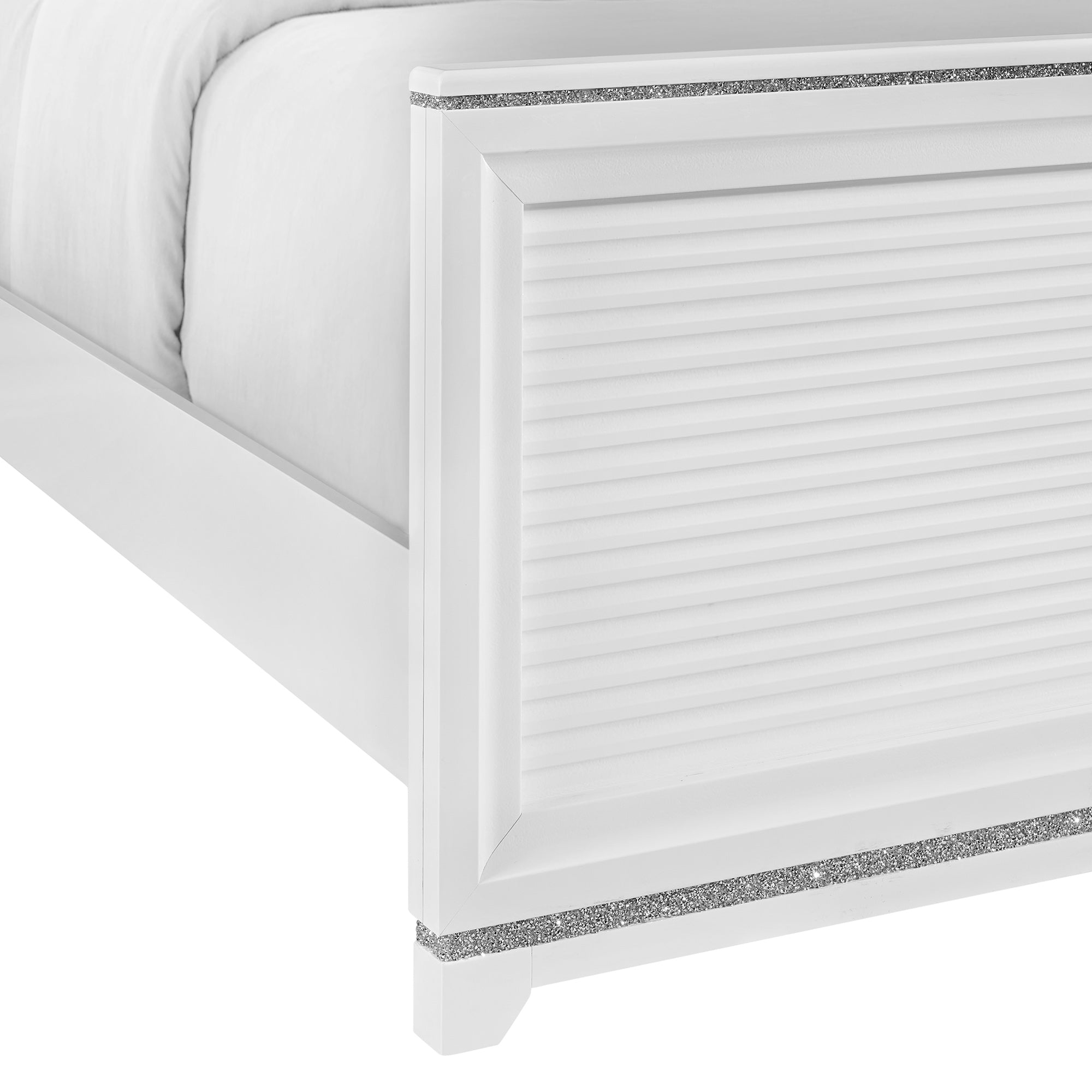 Denmark King Upholstered Bed with Mirrored Dresser