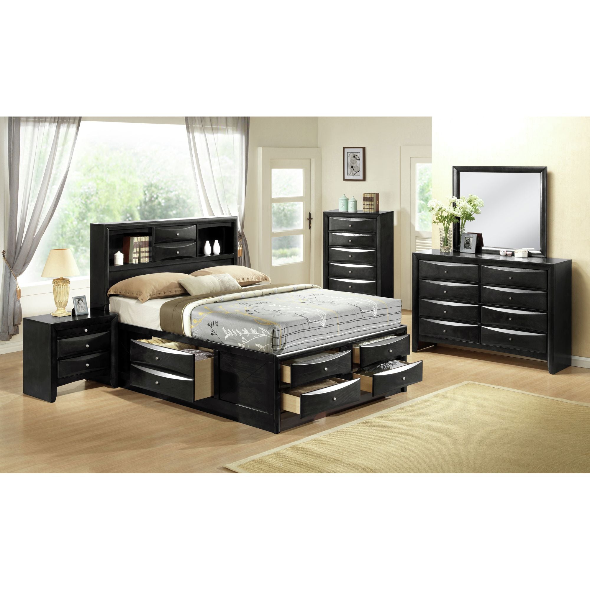 Emily King Storage Bed with 10 Drawers
